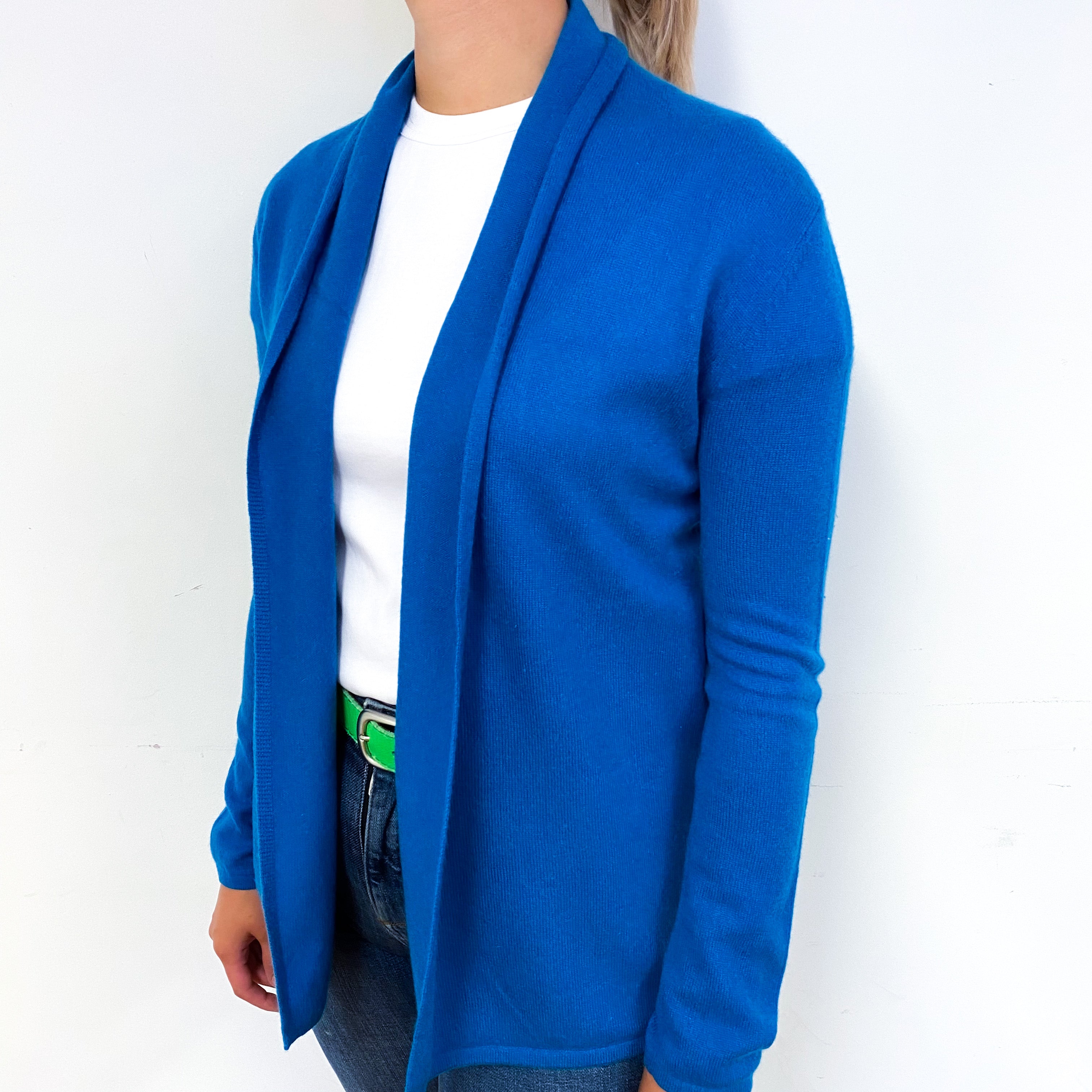 Peacock Blue Cashmere Edge to Edge Cardigan Small
