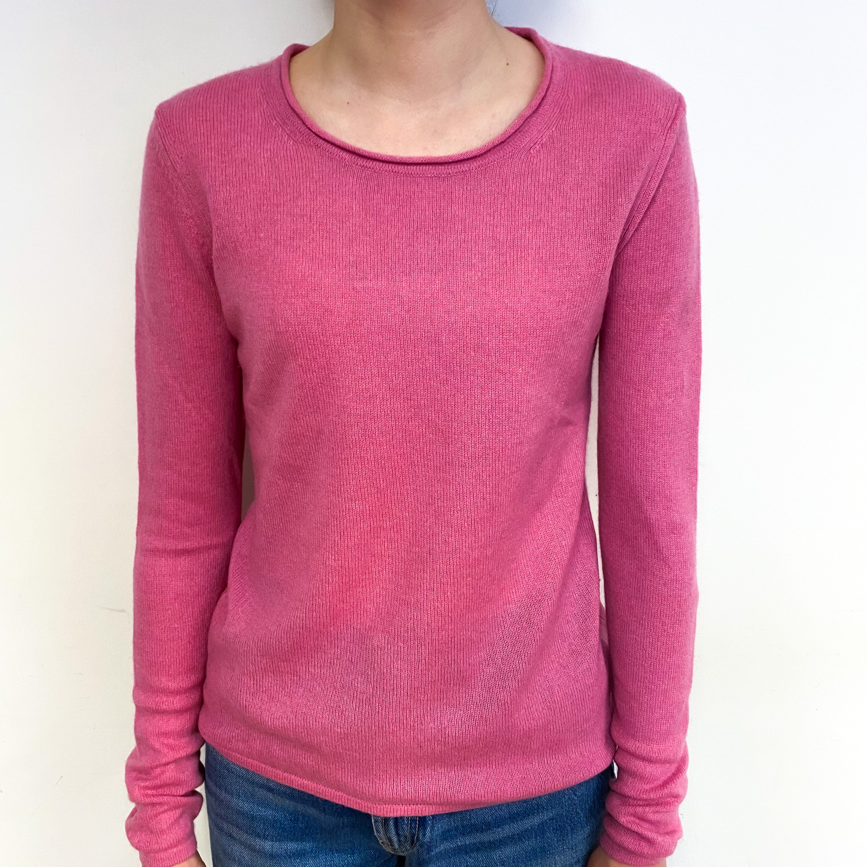 Foxglove Pink Cashmere Crew Neck Jumper Extra Small