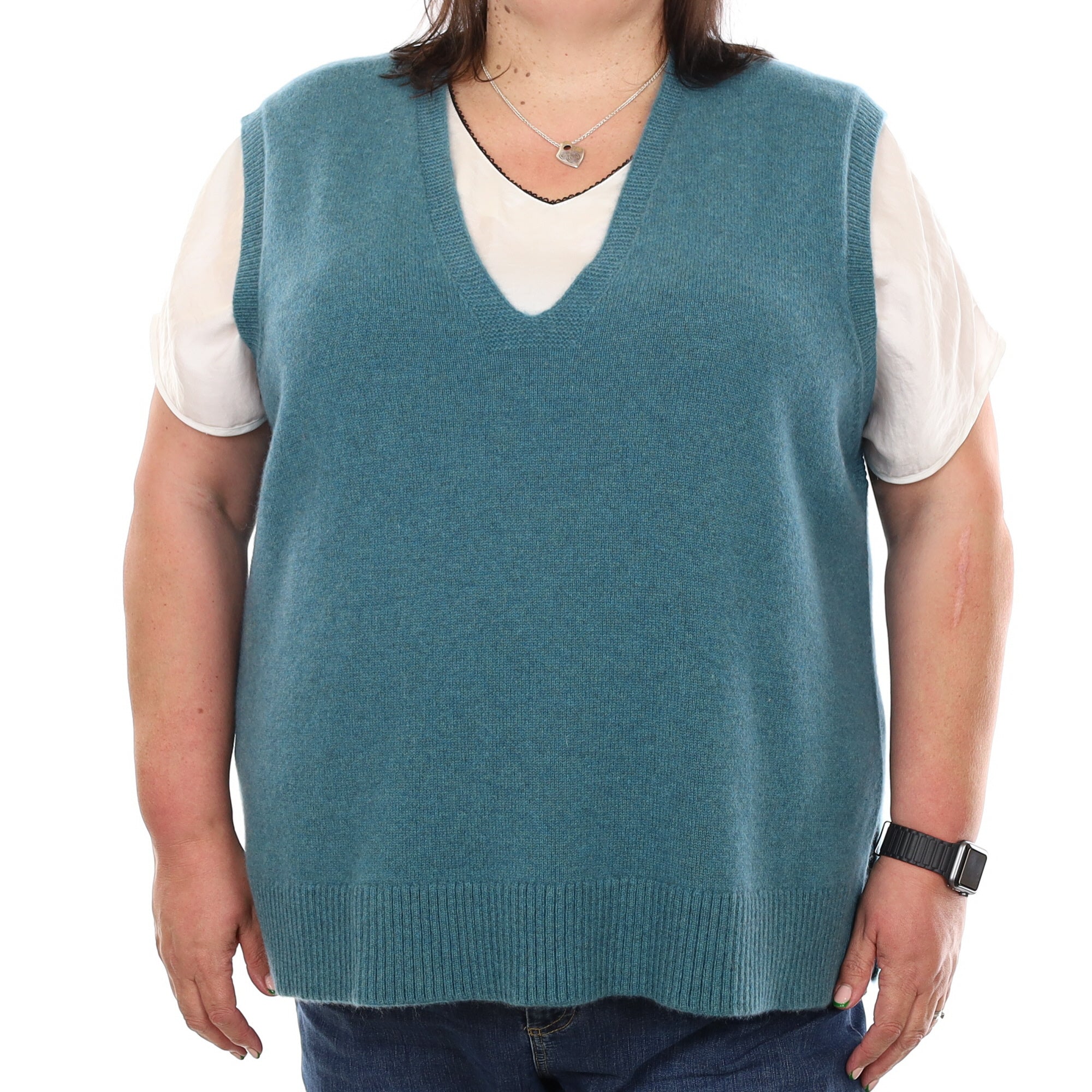 Brand New Ocean Green Luxury Cashmere Tank Top 3XL UK 24-26