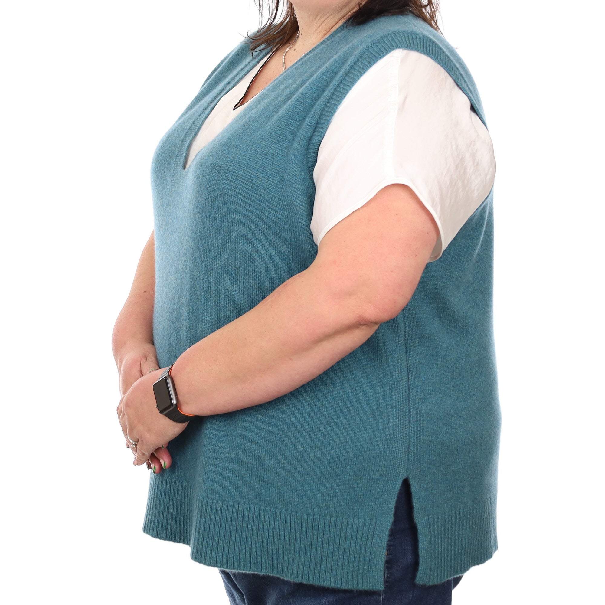 Brand New Ocean Green Luxury Cashmere Tank Top 3XL UK 24-26