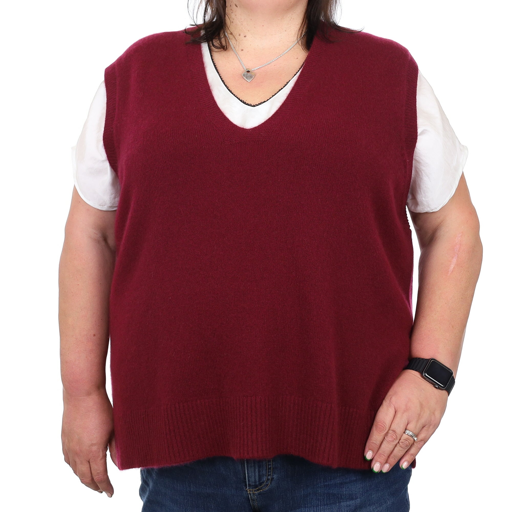 Brand New Rich Wine Luxury Cashmere Tank Top 3XL UK 24-26