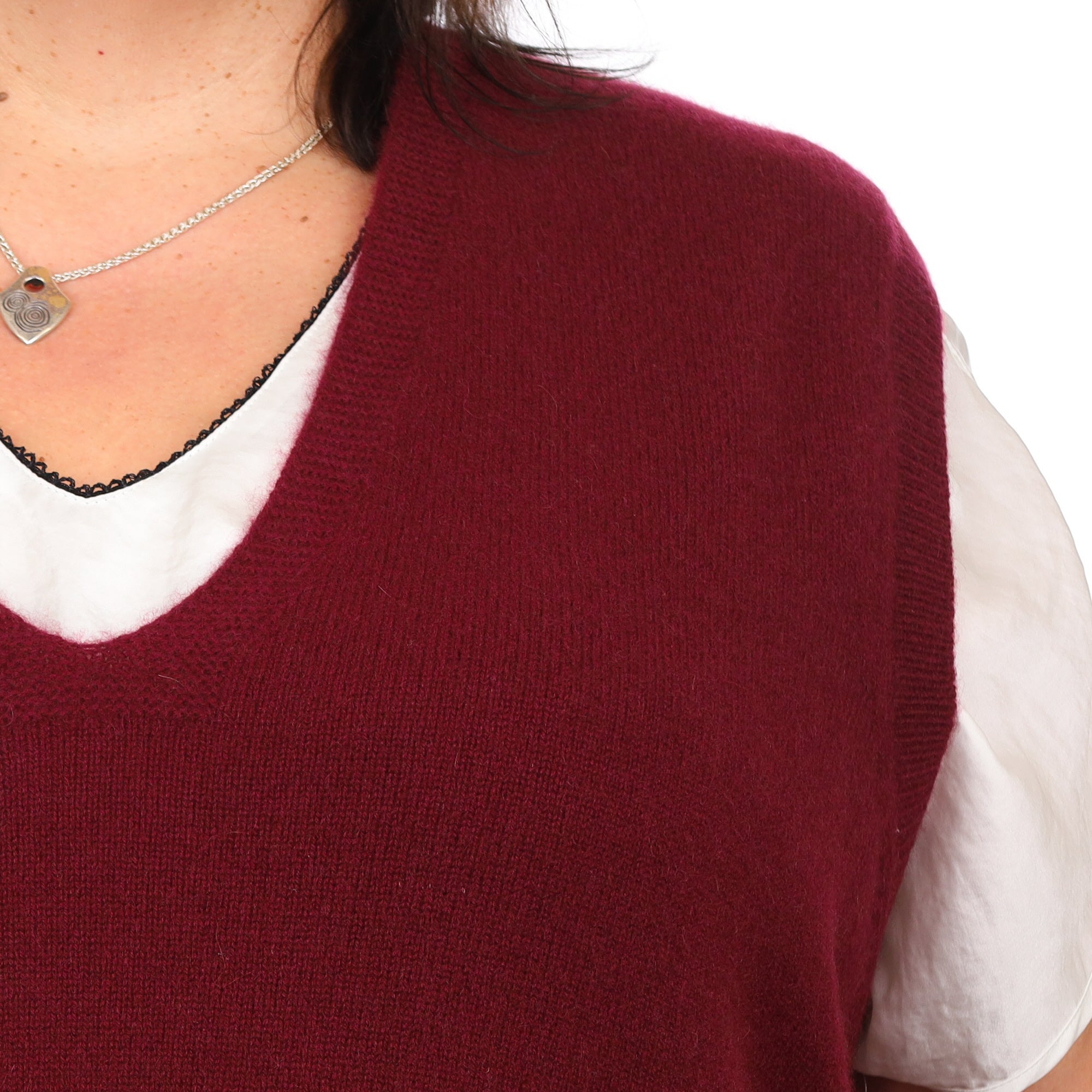 Brand New Rich Wine Luxury Cashmere Tank Top 3XL UK 24-26