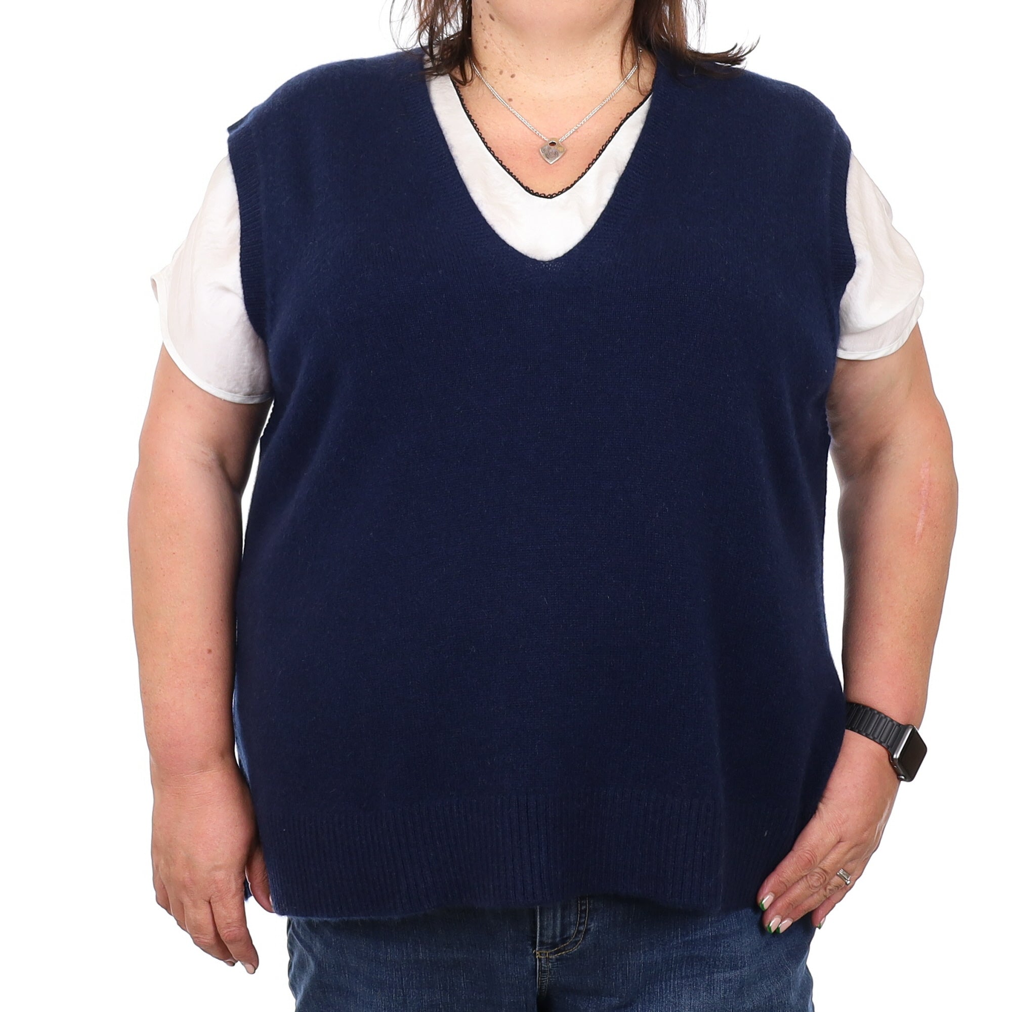 Brand New Navy Luxury Cashmere Tank Top 3XL UK 24-26