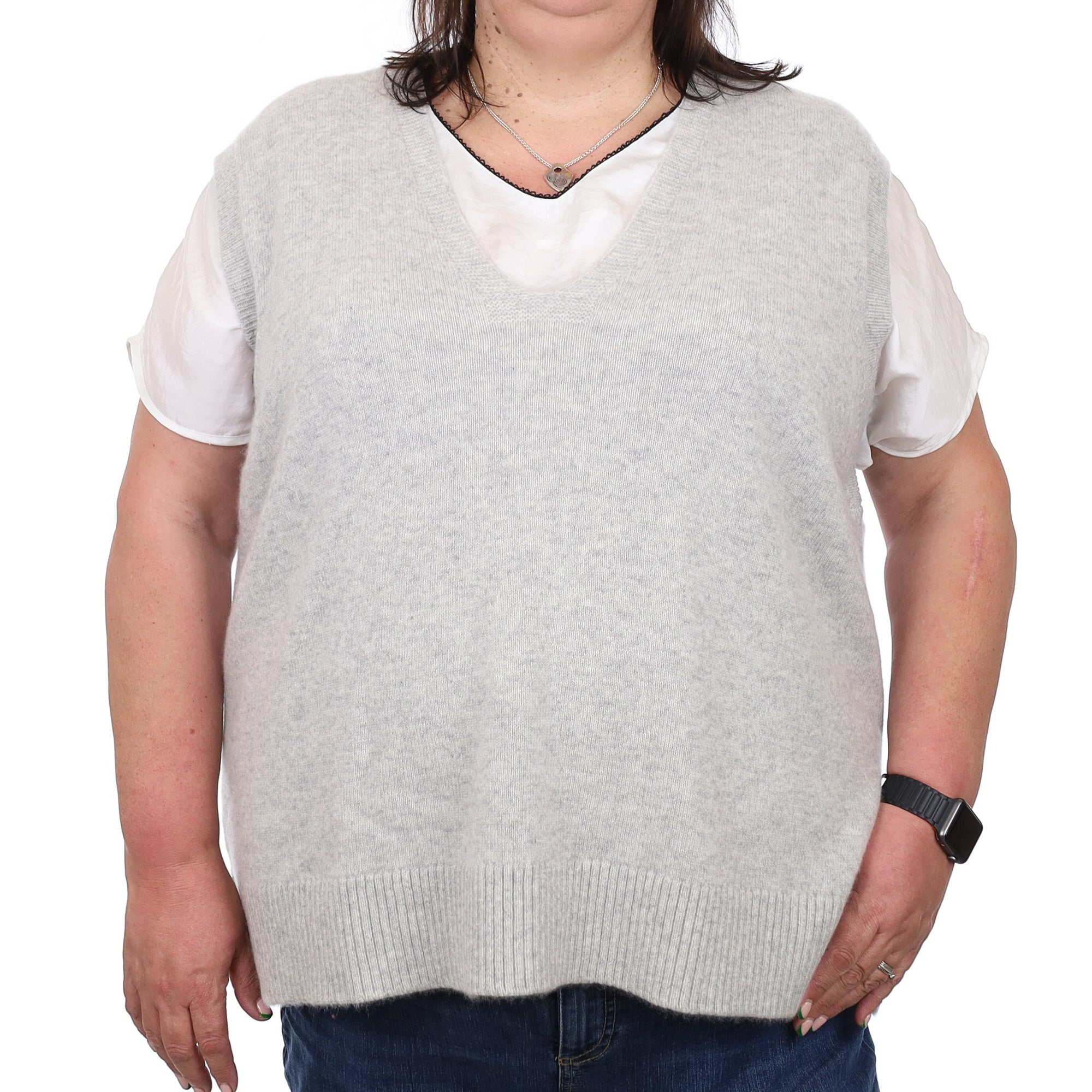 Brand New Mist Grey Luxury Cashmere Tank Top 3XL UK 24-26