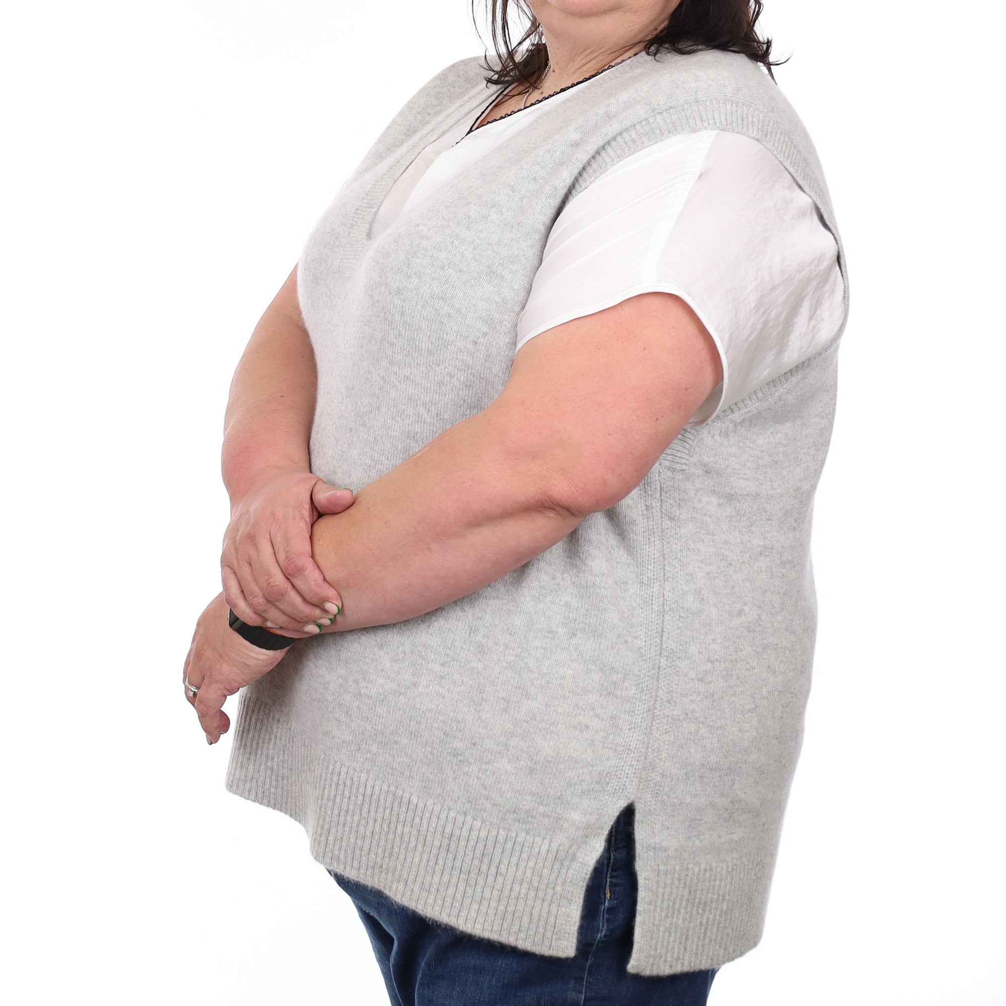 Brand New Mist Grey Luxury Cashmere Tank Top 3XL UK 24-26
