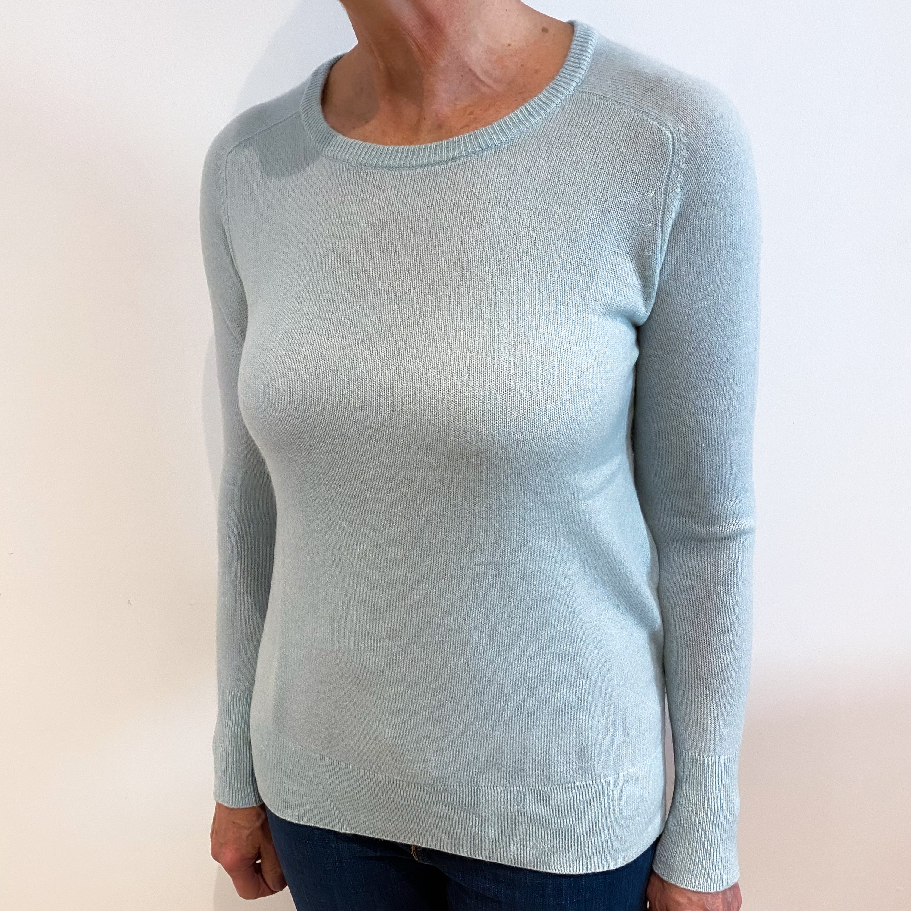 Mint Green Cashmere Crew Neck Jumper Medium
