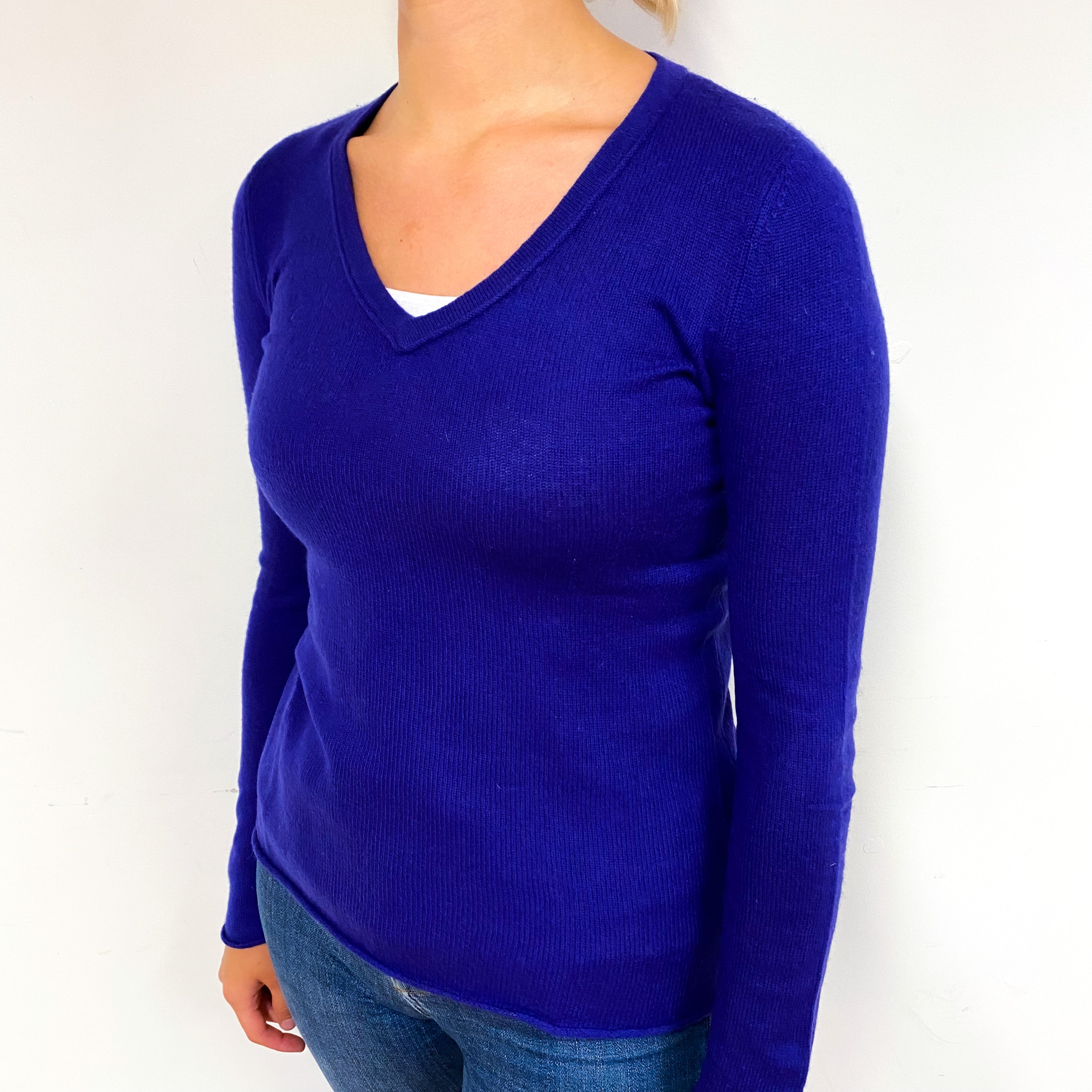 Pansy Purple Cashmere V-Neck Jumper Small