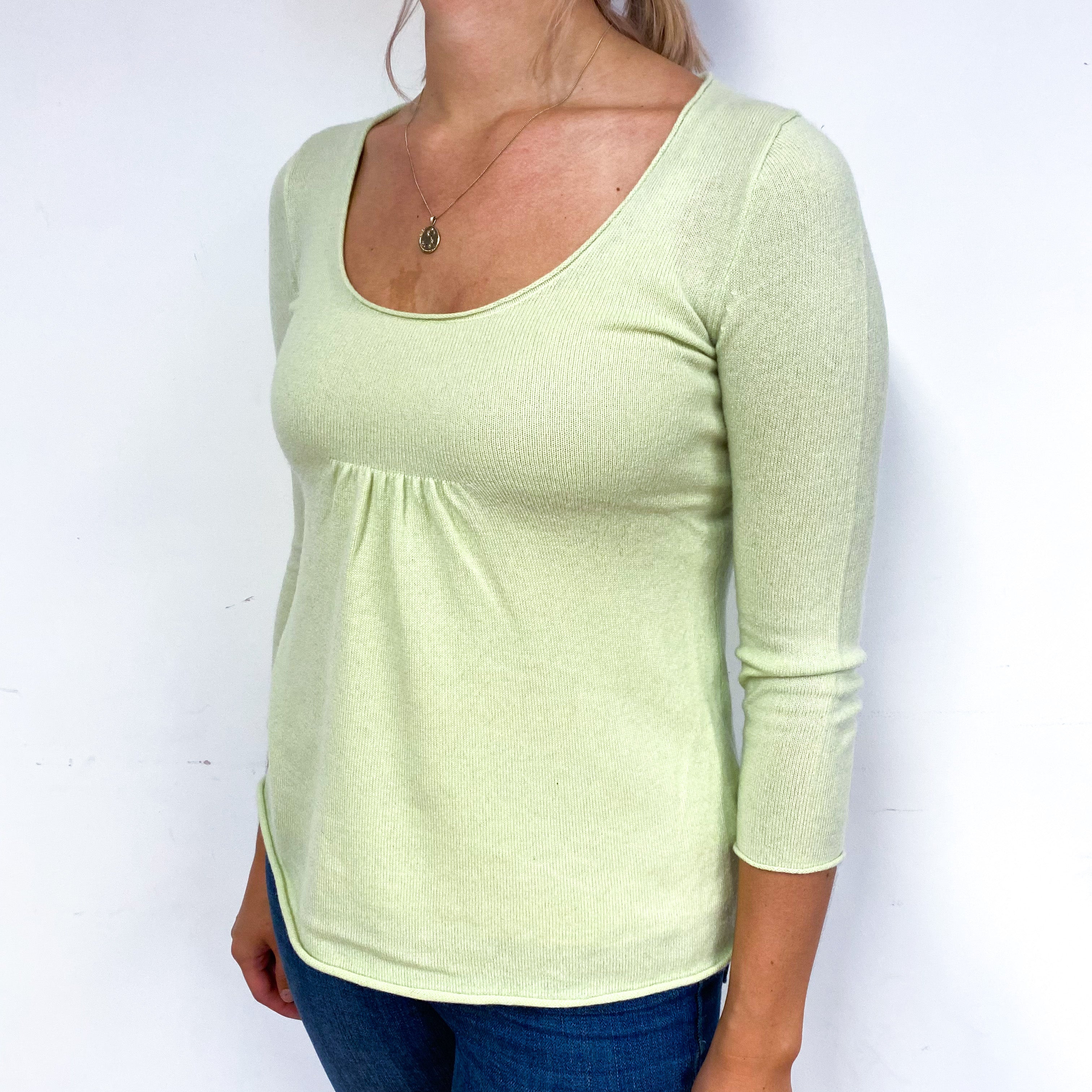 Pale Lime Green Cashmere Tunic Style Jumper Small
