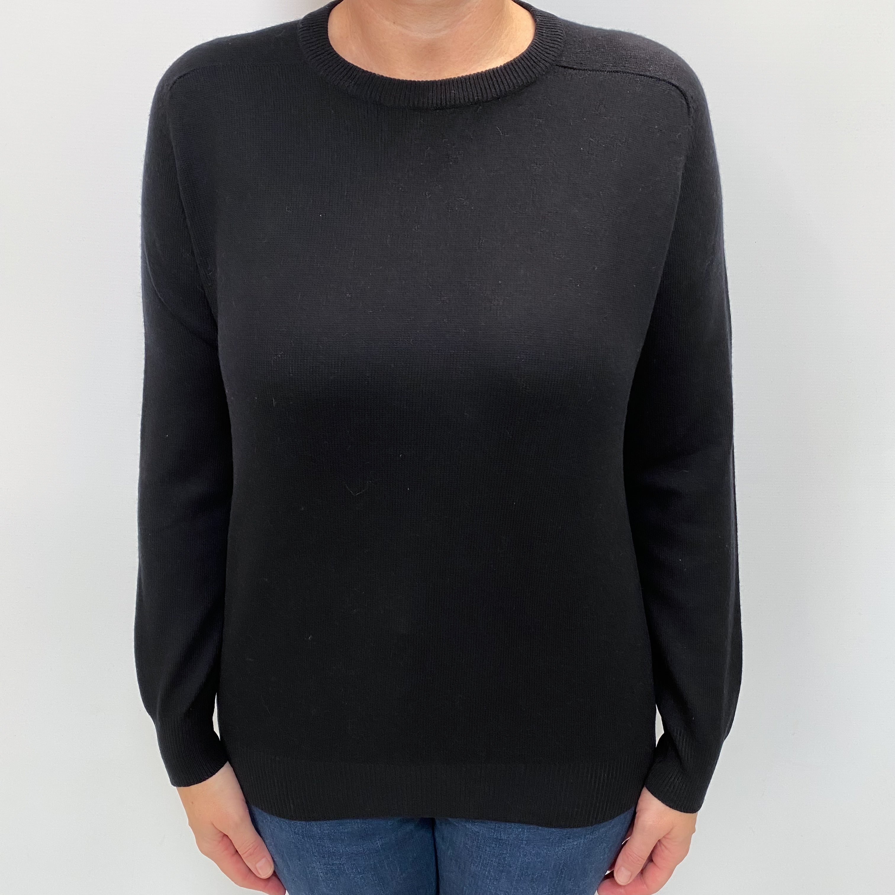 Black Cashmere Crew Neck Jumper Large