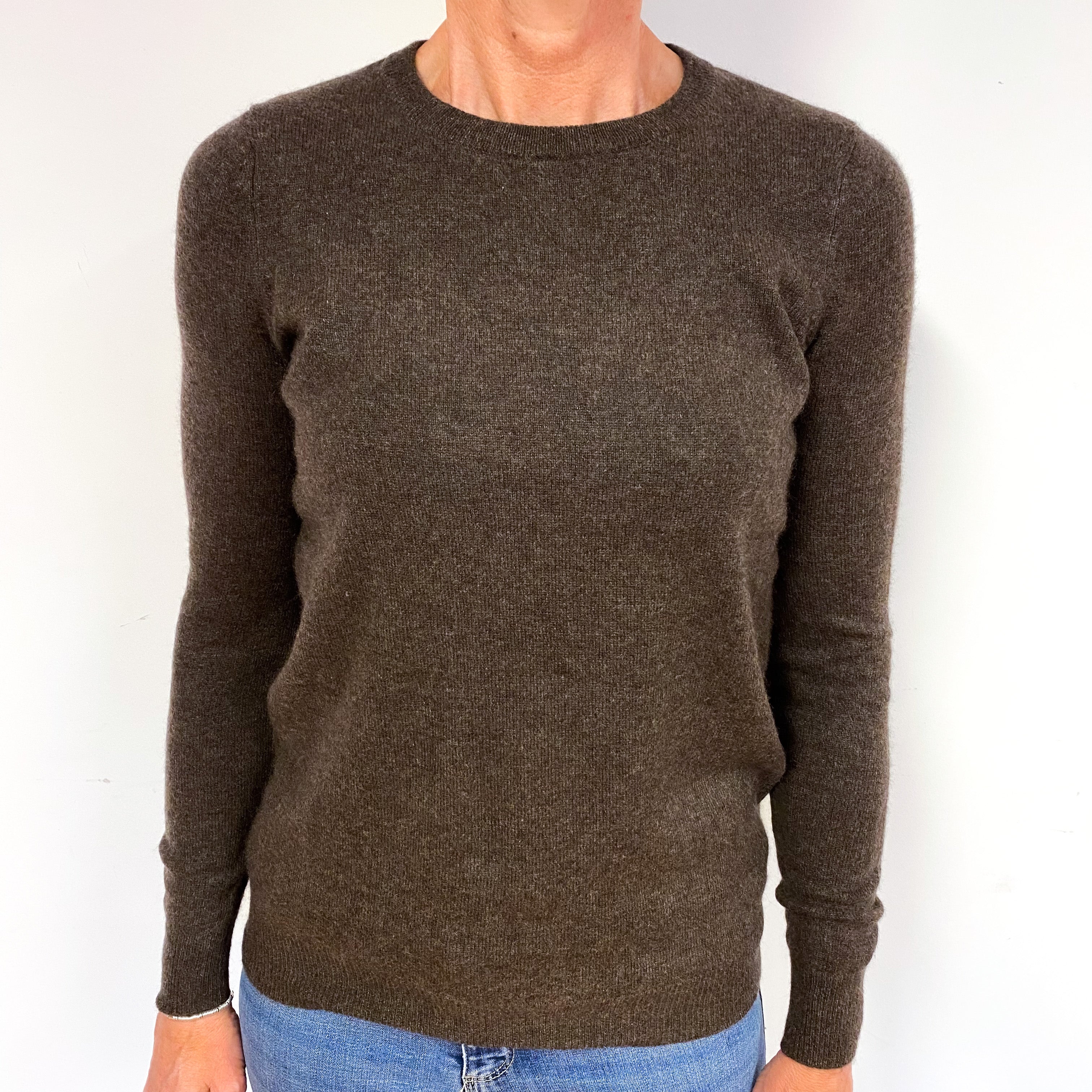 Mole Brown Cashmere Crew Neck Jumper Medium