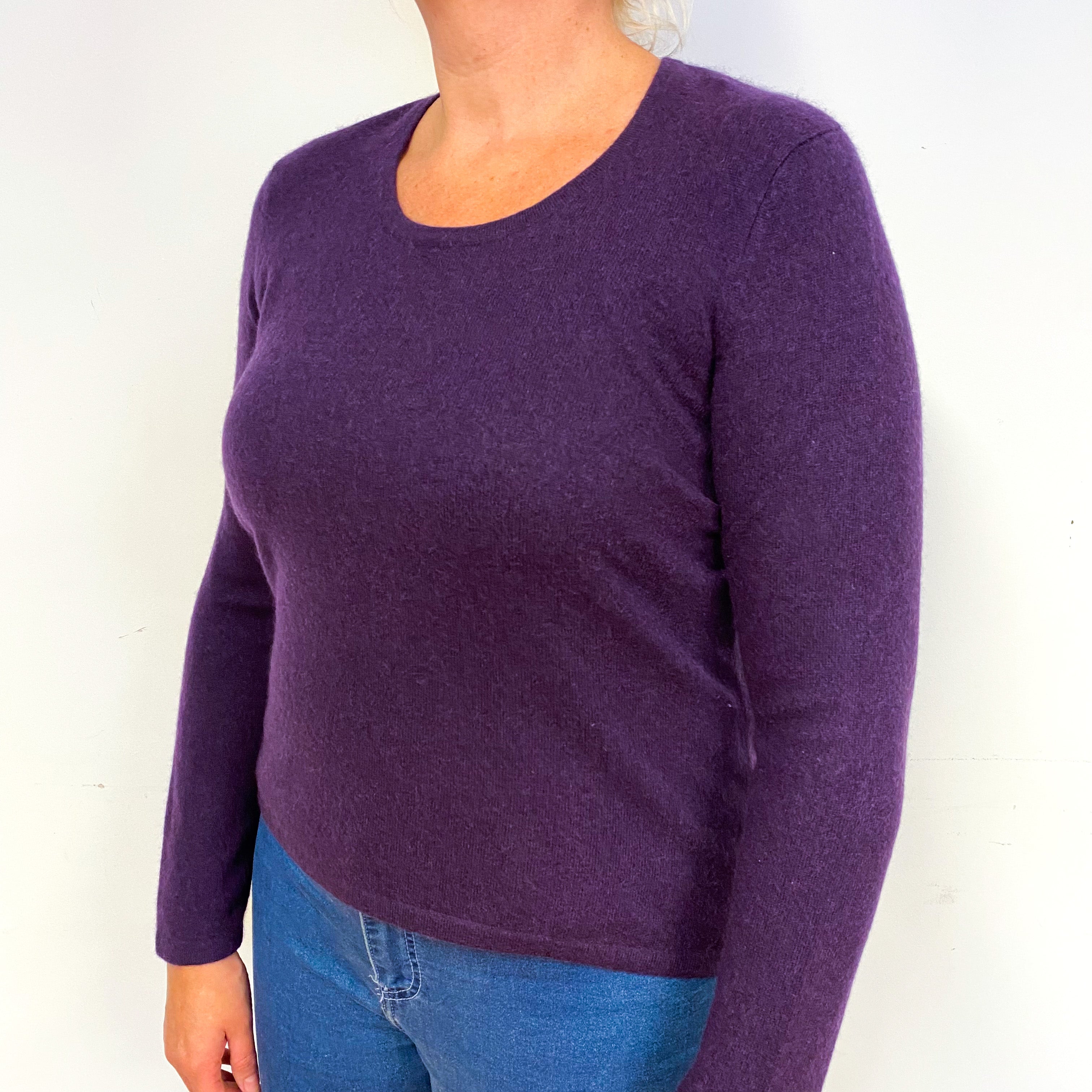 Iris Purple Cashmere Crew Neck Jumper Large