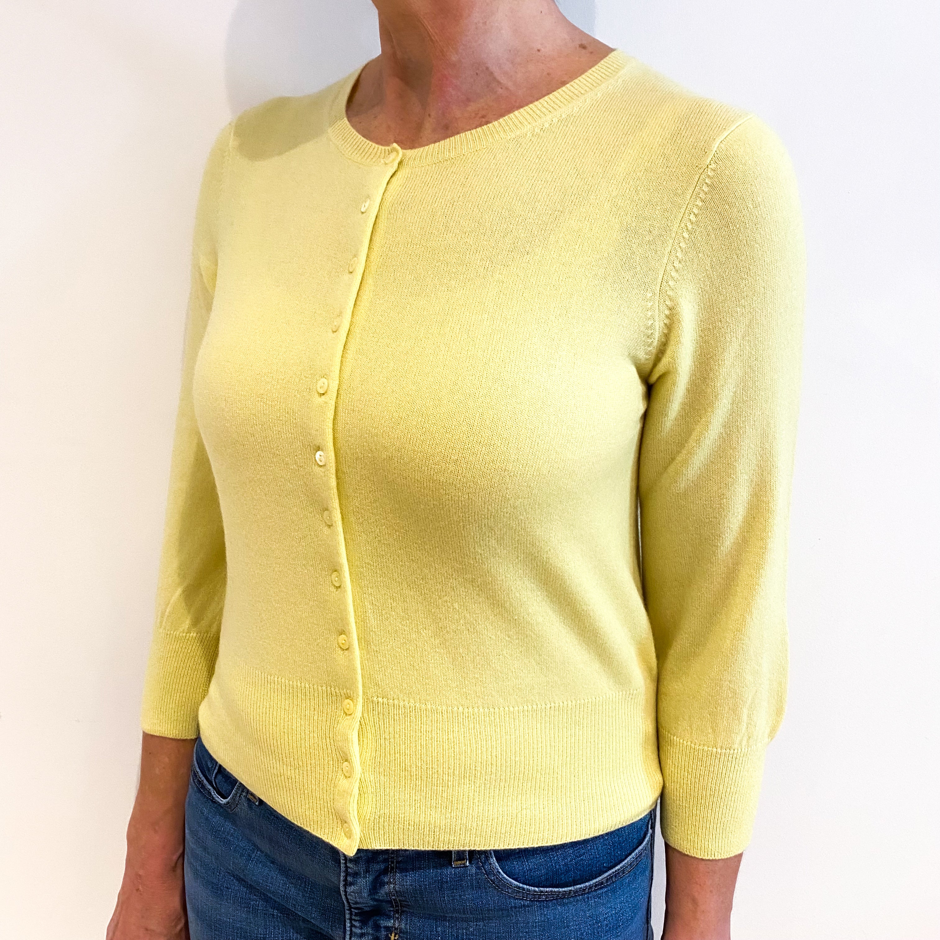 Lemon Yellow Cashmere Cardigan Medium