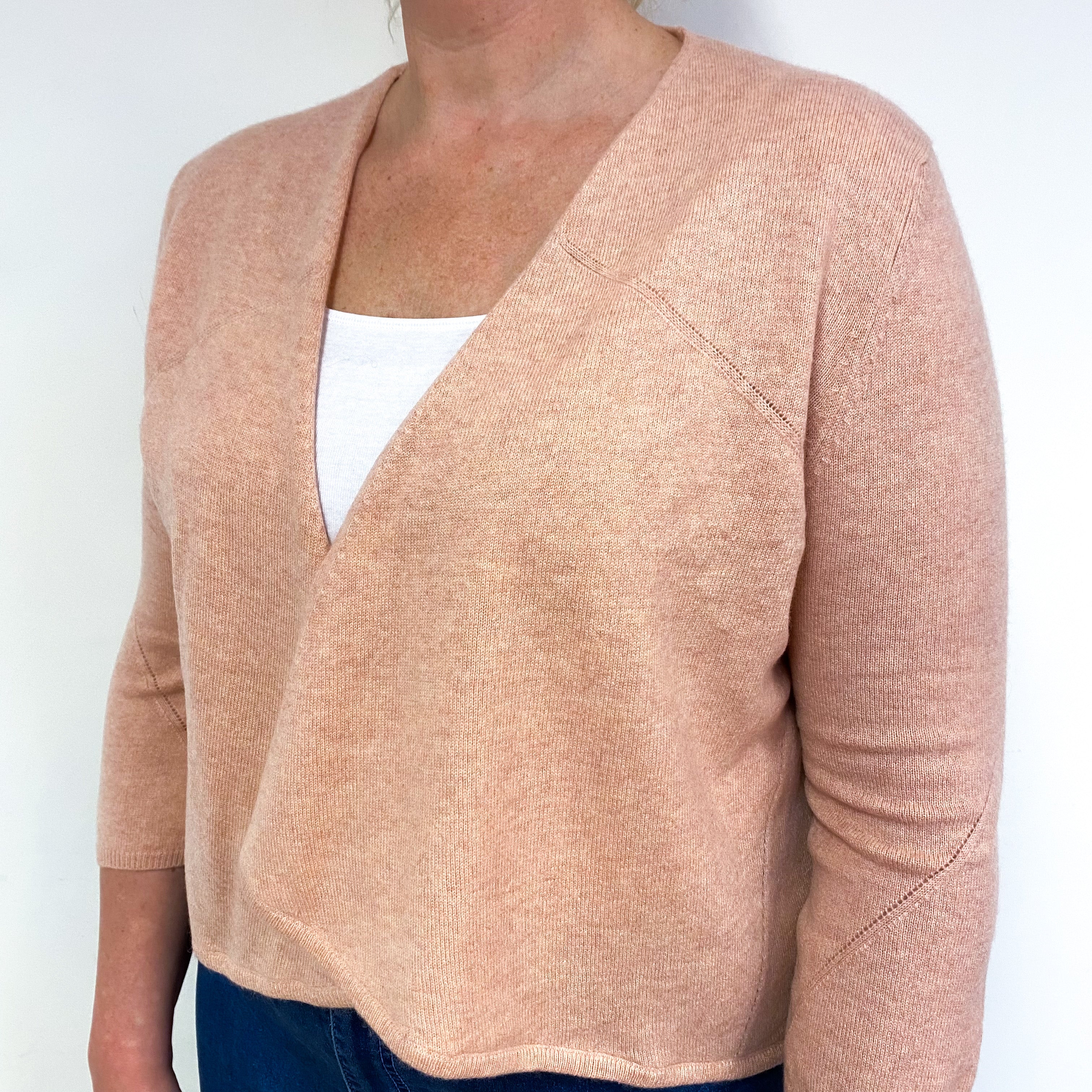 Blush Pink Cashmere Edge to Edge Cardigan Large