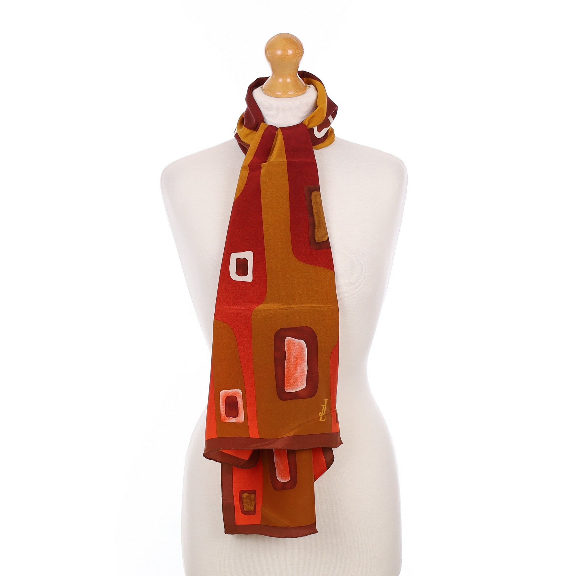 Brand New Jammers & Leufgen Copper Patterned Silk Scarf