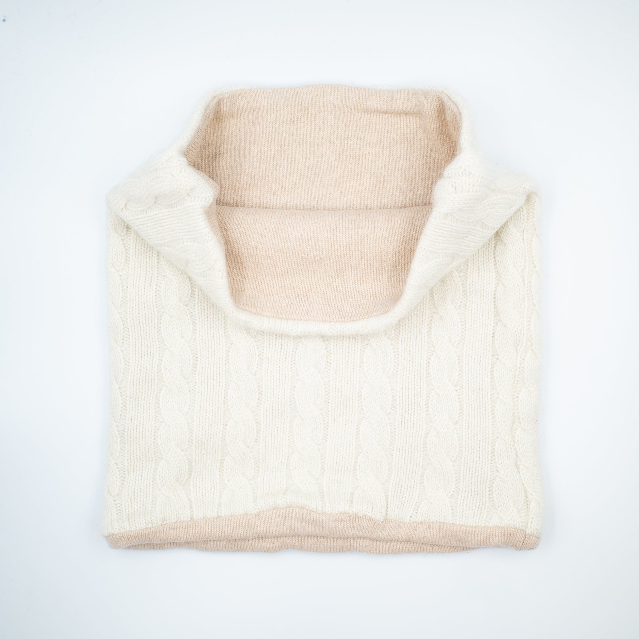 Oatmeal Cable and Taupe Double Layered Snood