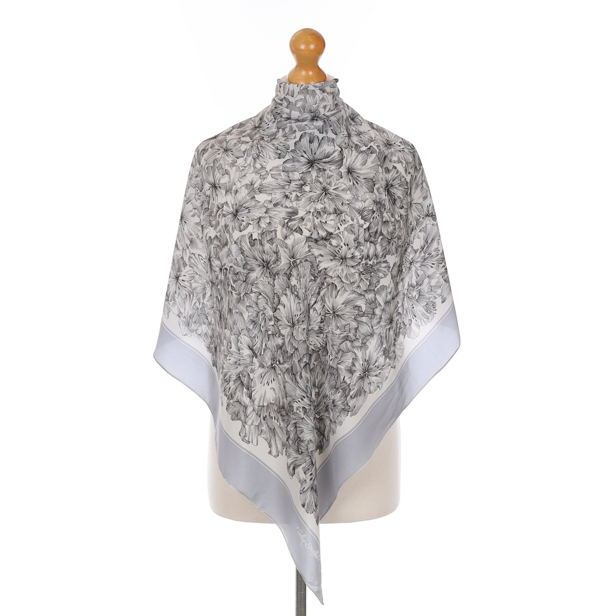 Fisba Stoffels Grey Vintage Silk Scarf