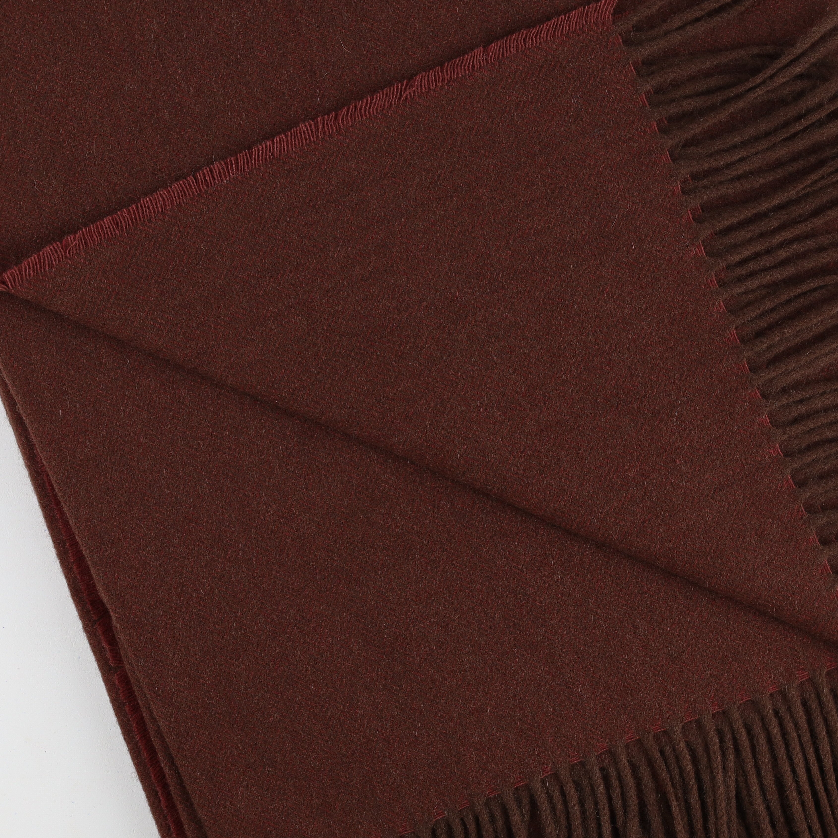 Brand New English Wine Red and Chocolate Brown Marl Luxury Woven Cashmere Blanket