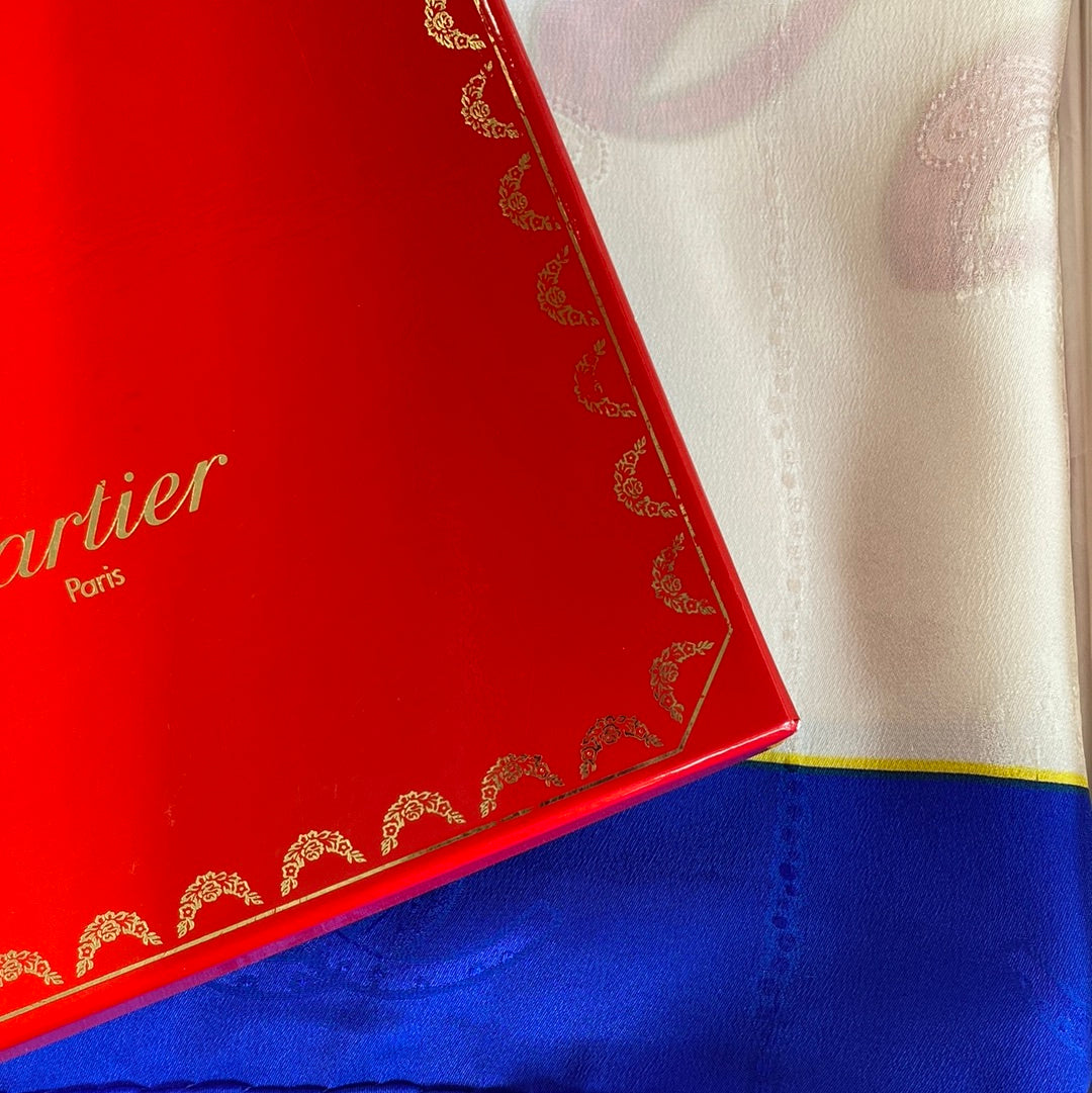Boxed Must de Cartier Designer Silk Scarf