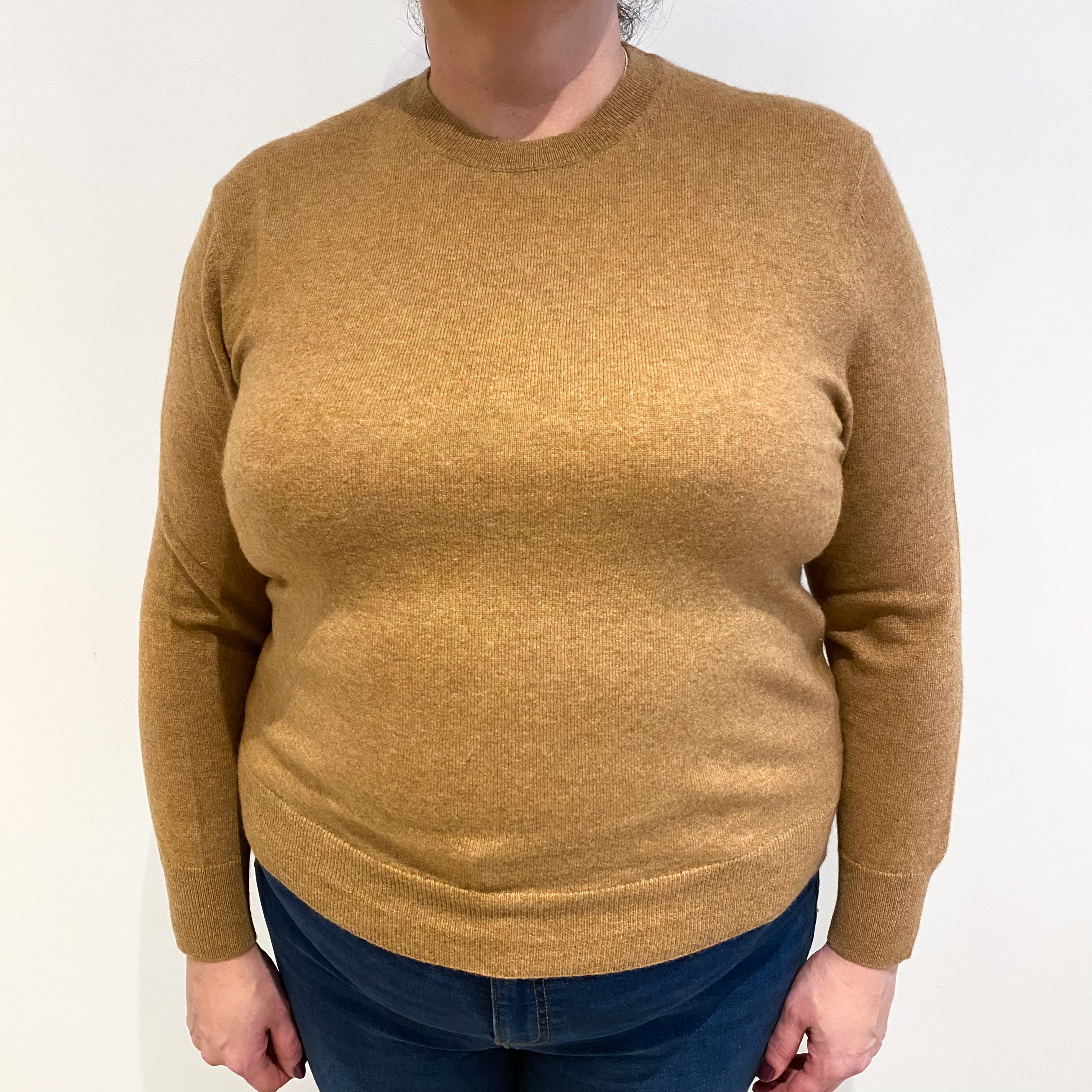Butterscotch Brown Cashmere Crew Neck Jumper Extra Large