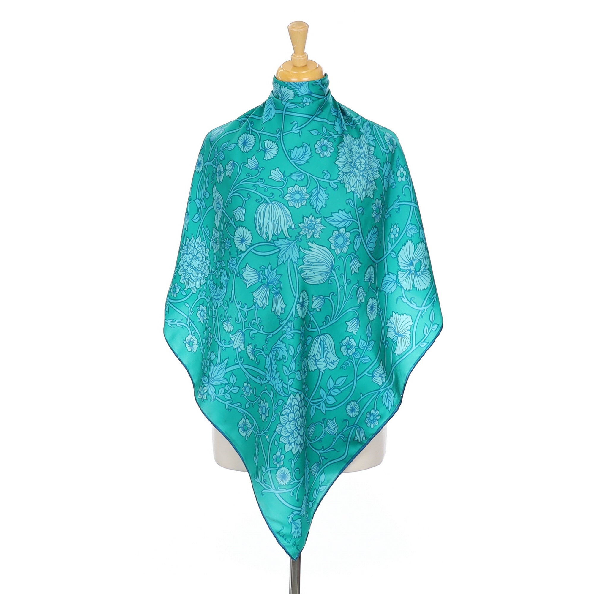 70’s Richard Allan Green Patterned Vintage Silk Scarf
