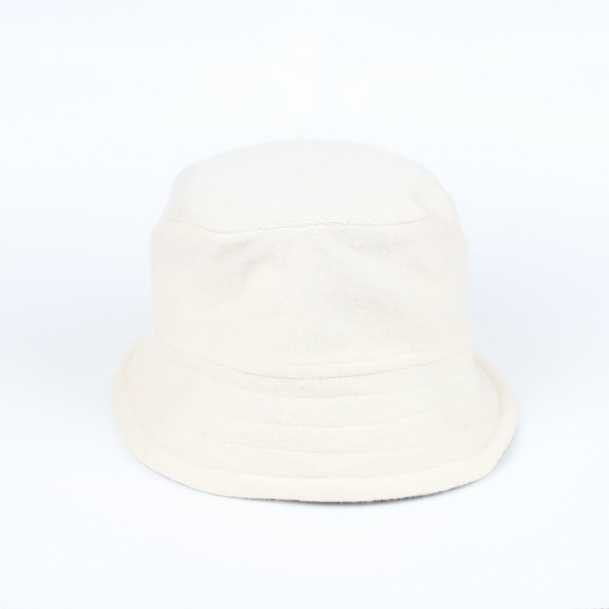 Ivory and Smoke Grey Reversible Cashmere Bucket Hat Medium