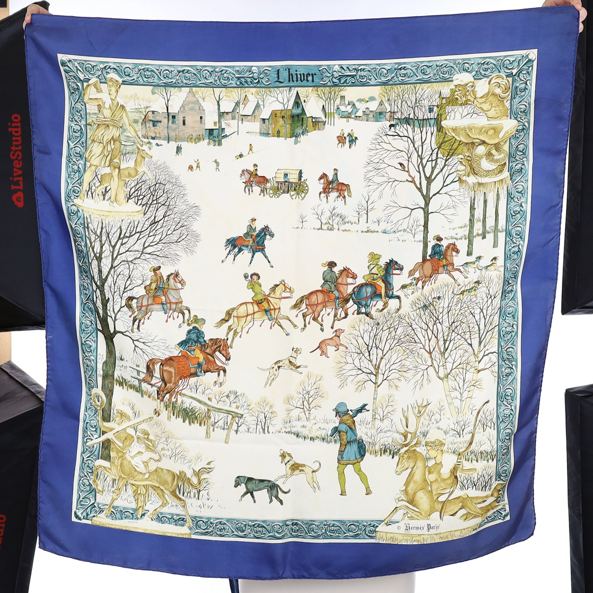Hermès L’hiver En Poste Silk Scarf