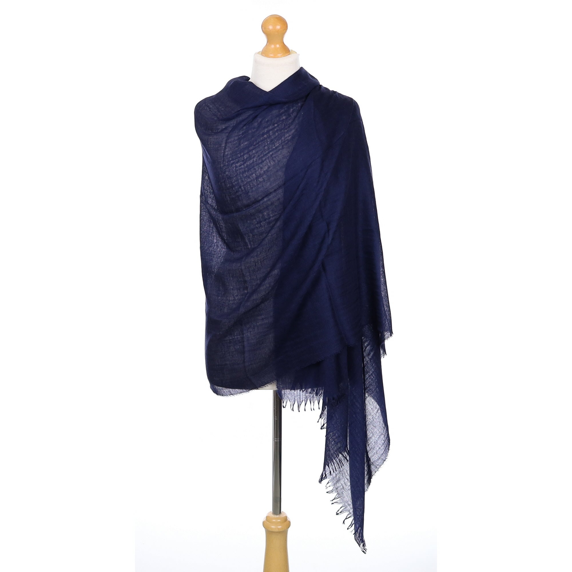 Scottish Begg & Co Navy Blue Fine Woven Cashmere Wrap