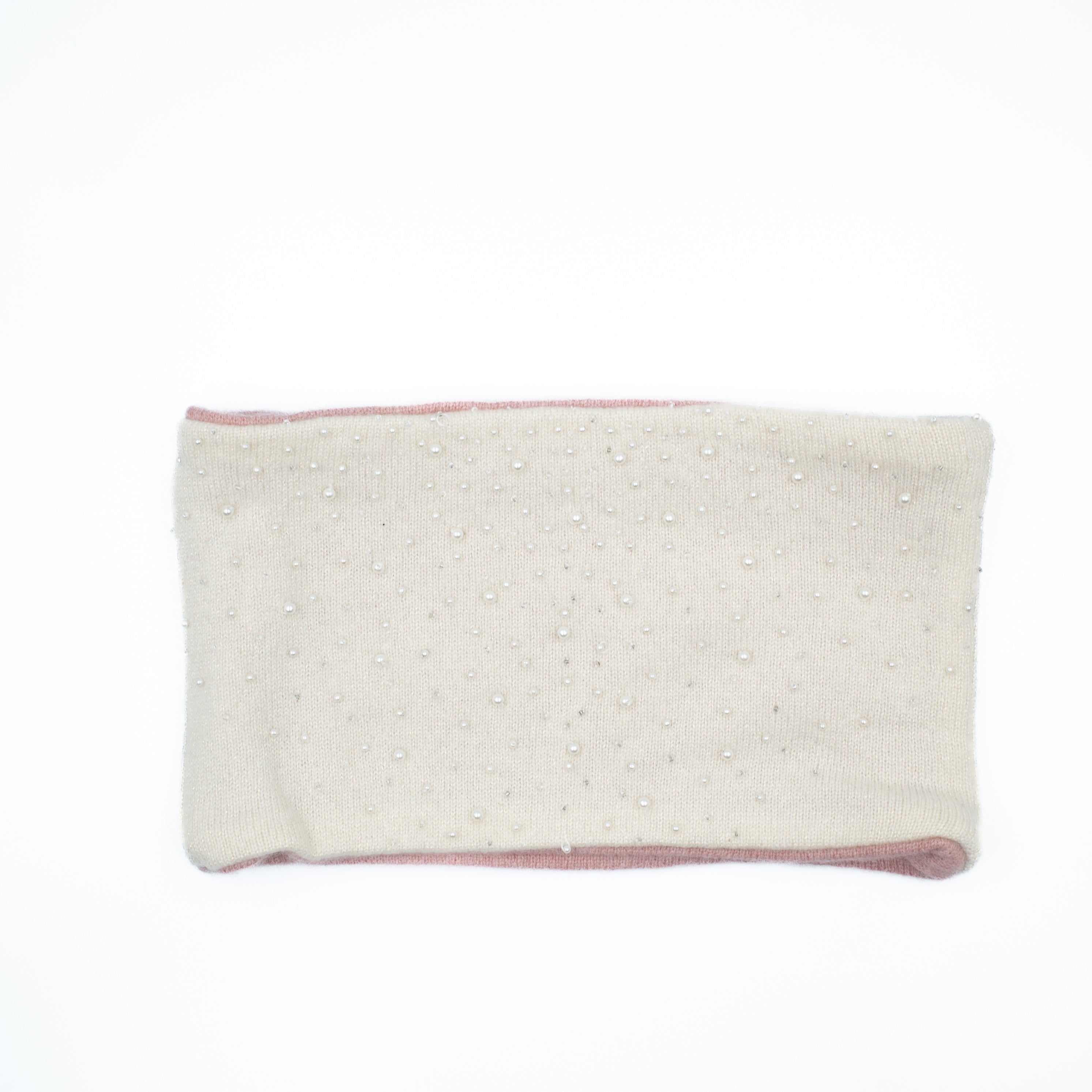 Sparkly Vanilla Pearl Embellished and Bubblegum Pink Neck Warmer