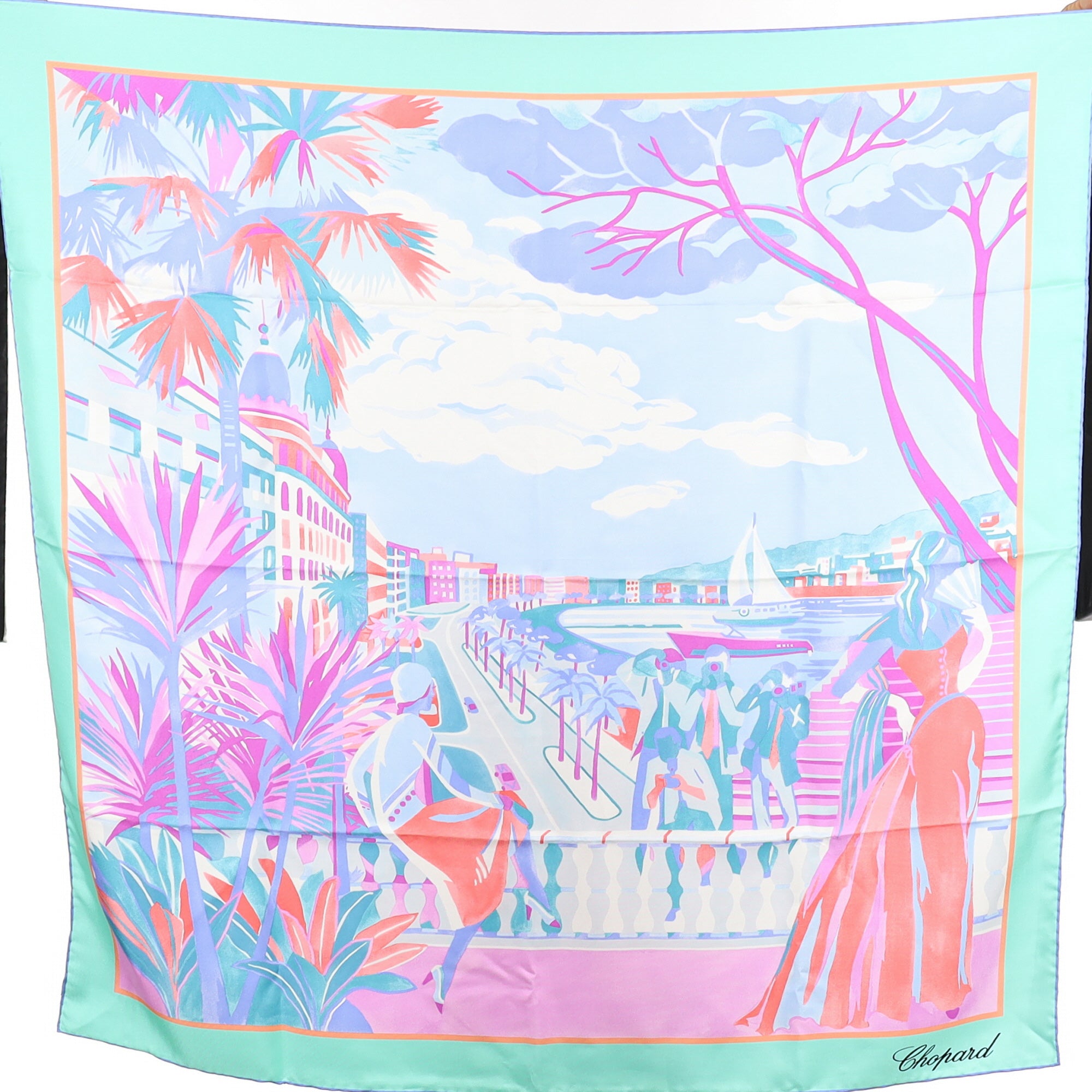 Chopard Pink, Purple and Blue Cosstal View Silk Scarf