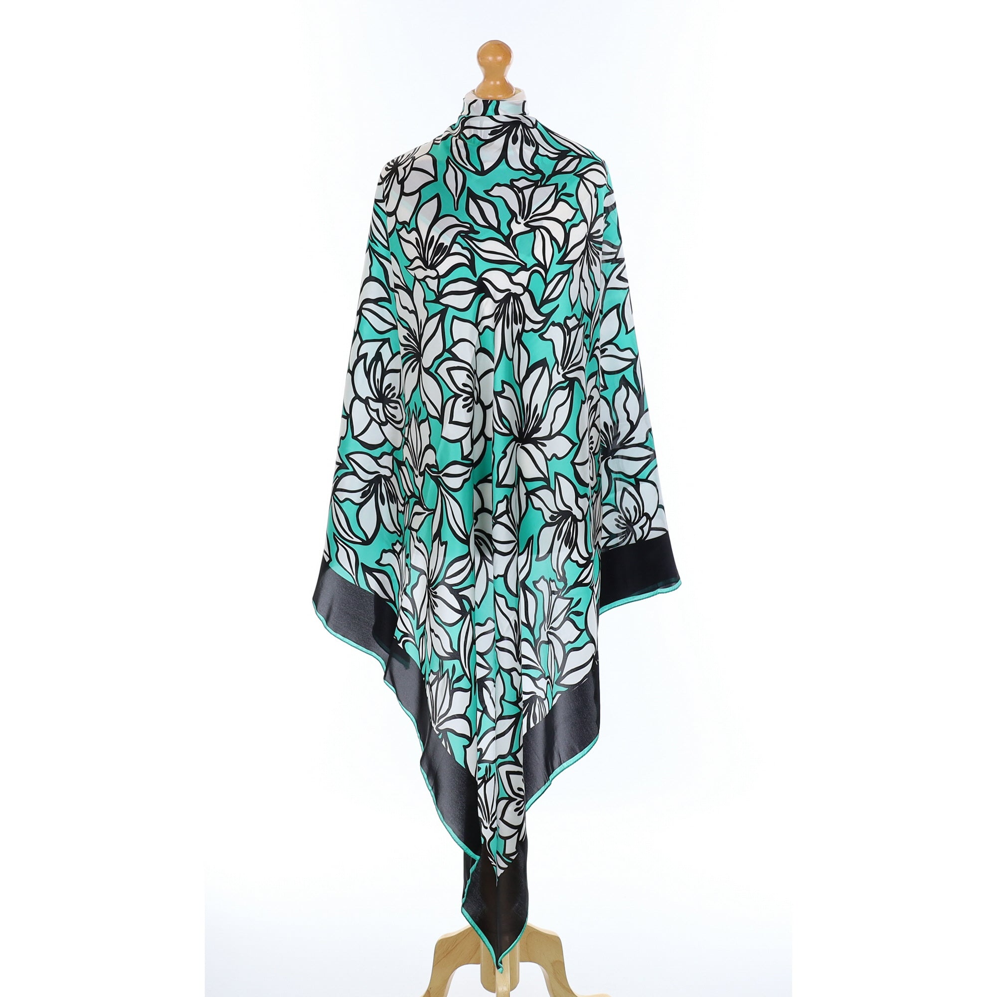 Brand New Jaeger Green and Black Vintage Silk Scarf