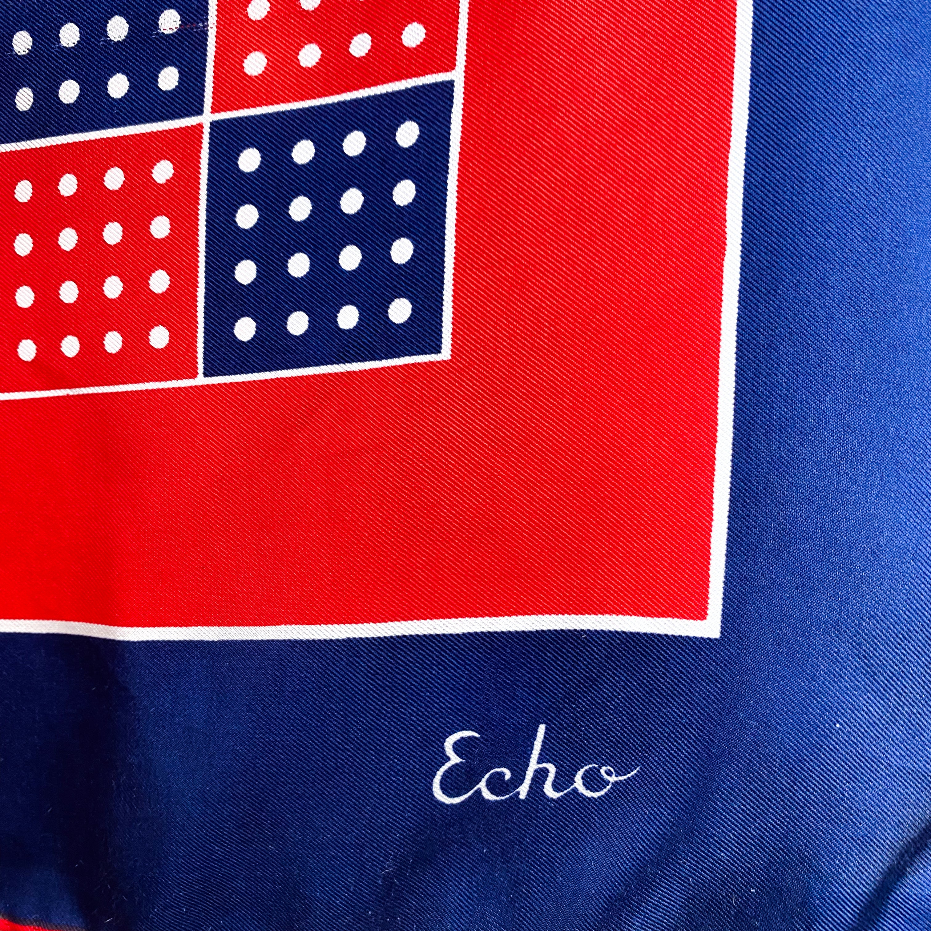 Echo Red White and Blue Pattern Silk Scarf