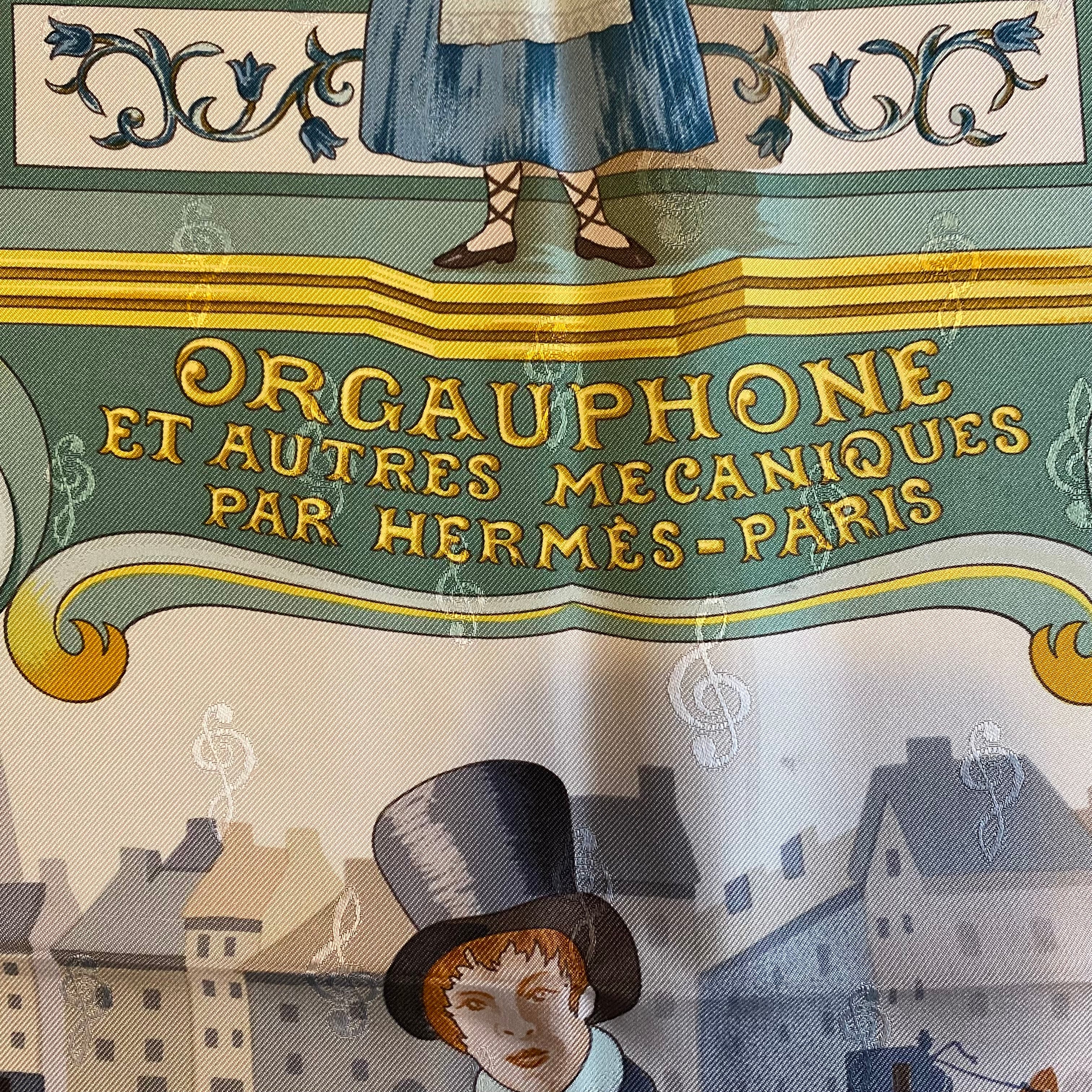 Hermès Orgauphone et Autres Mecaniques Vintage Silk Scarf