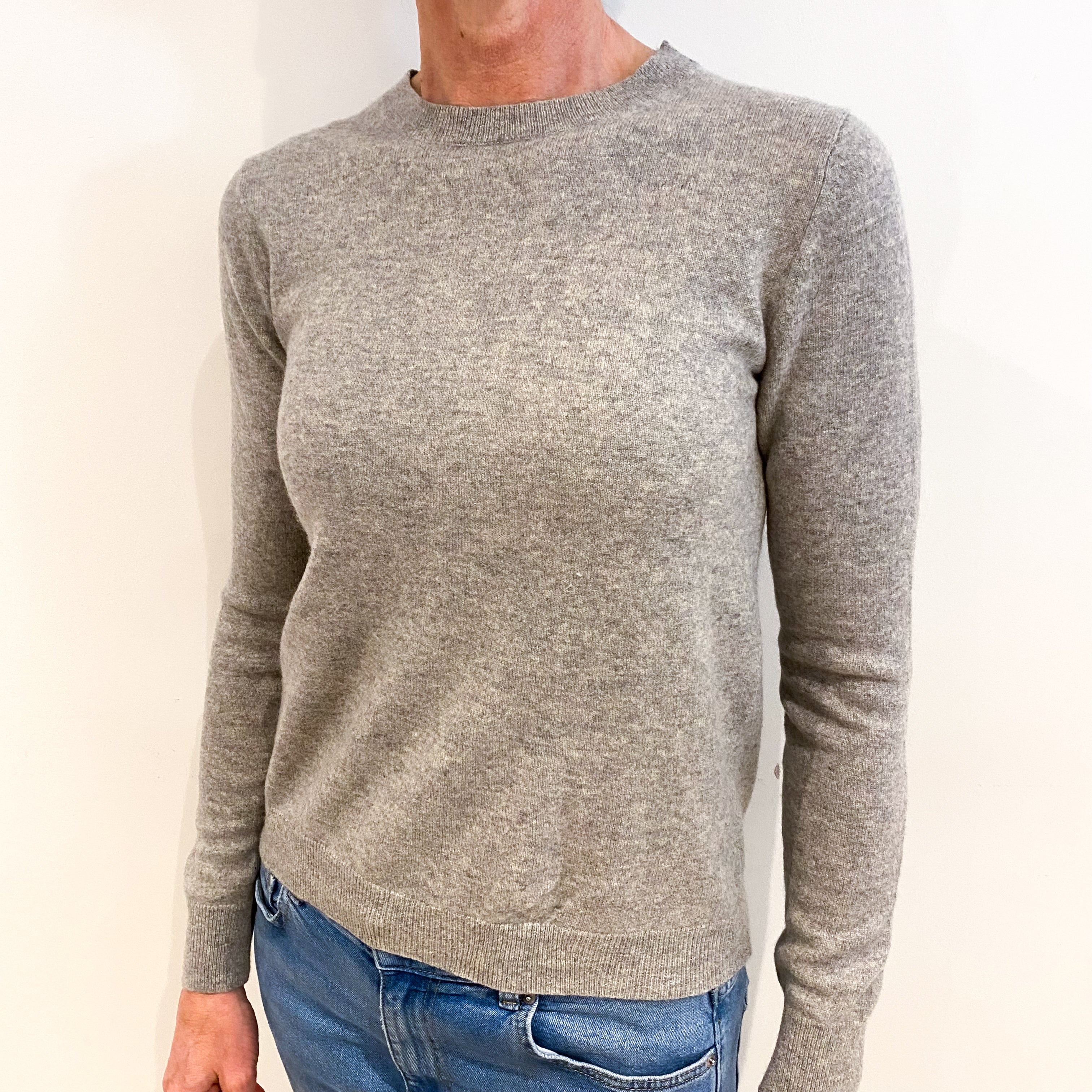 Smoke Grey Cashmere Crew Neck Jumper Small