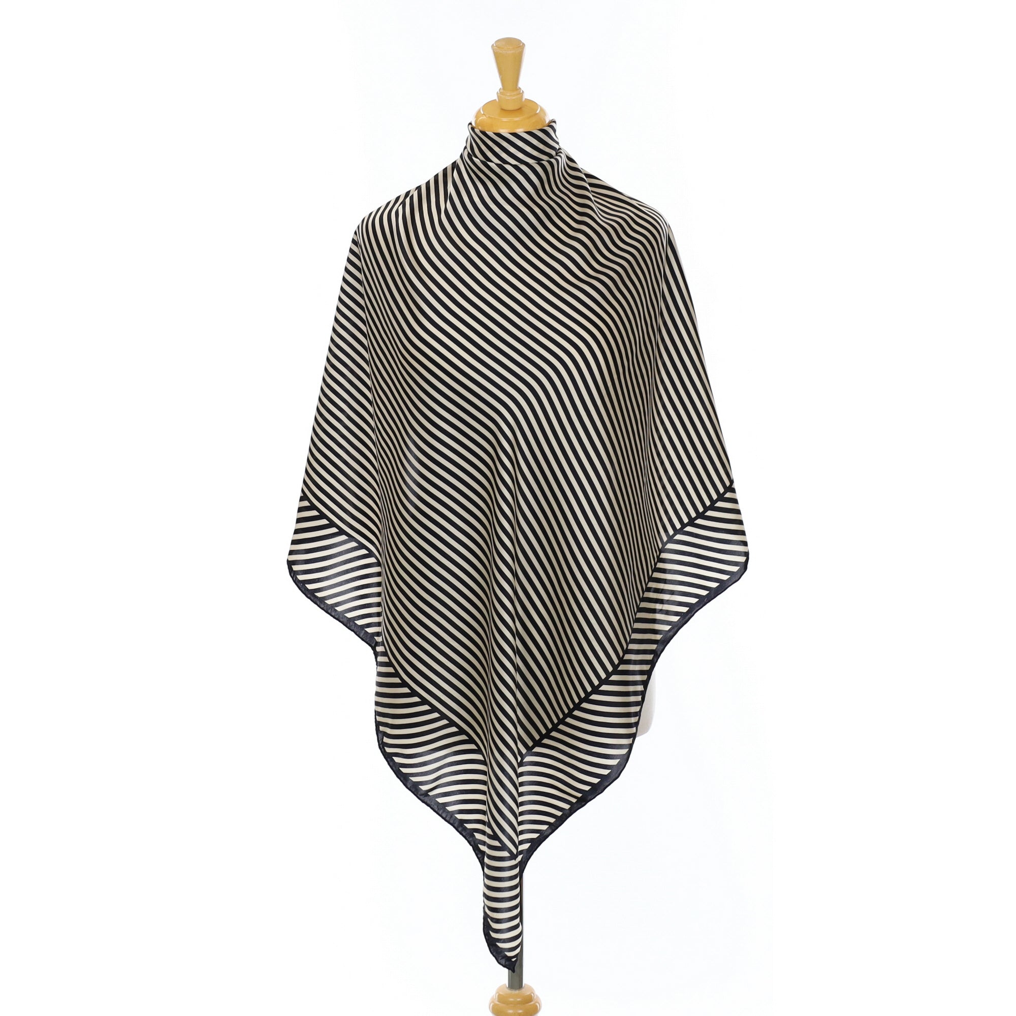Monochrome Striped Silk Scarf
