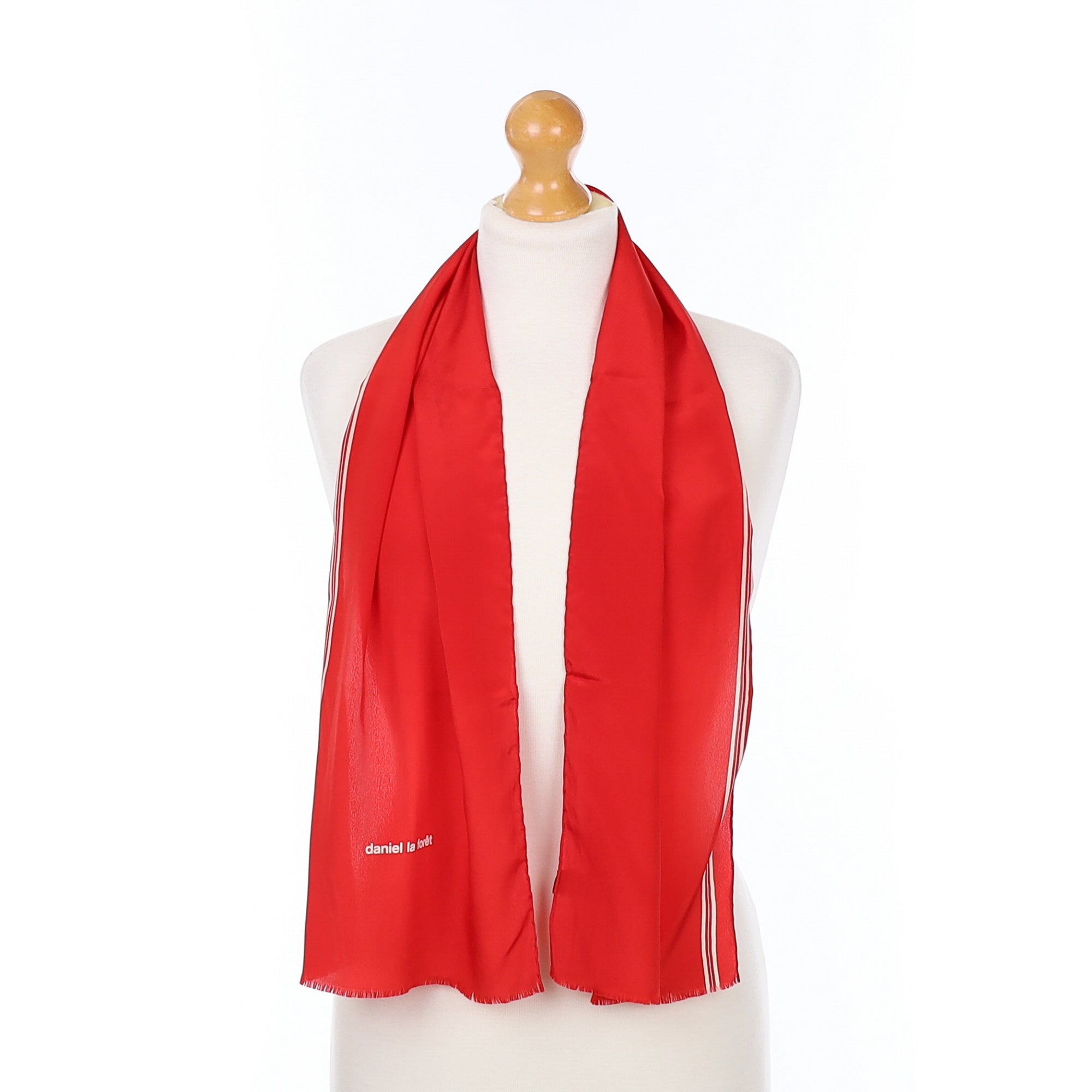 Immaculate Daniel La Foret Red and White Vintage Silk Scarf