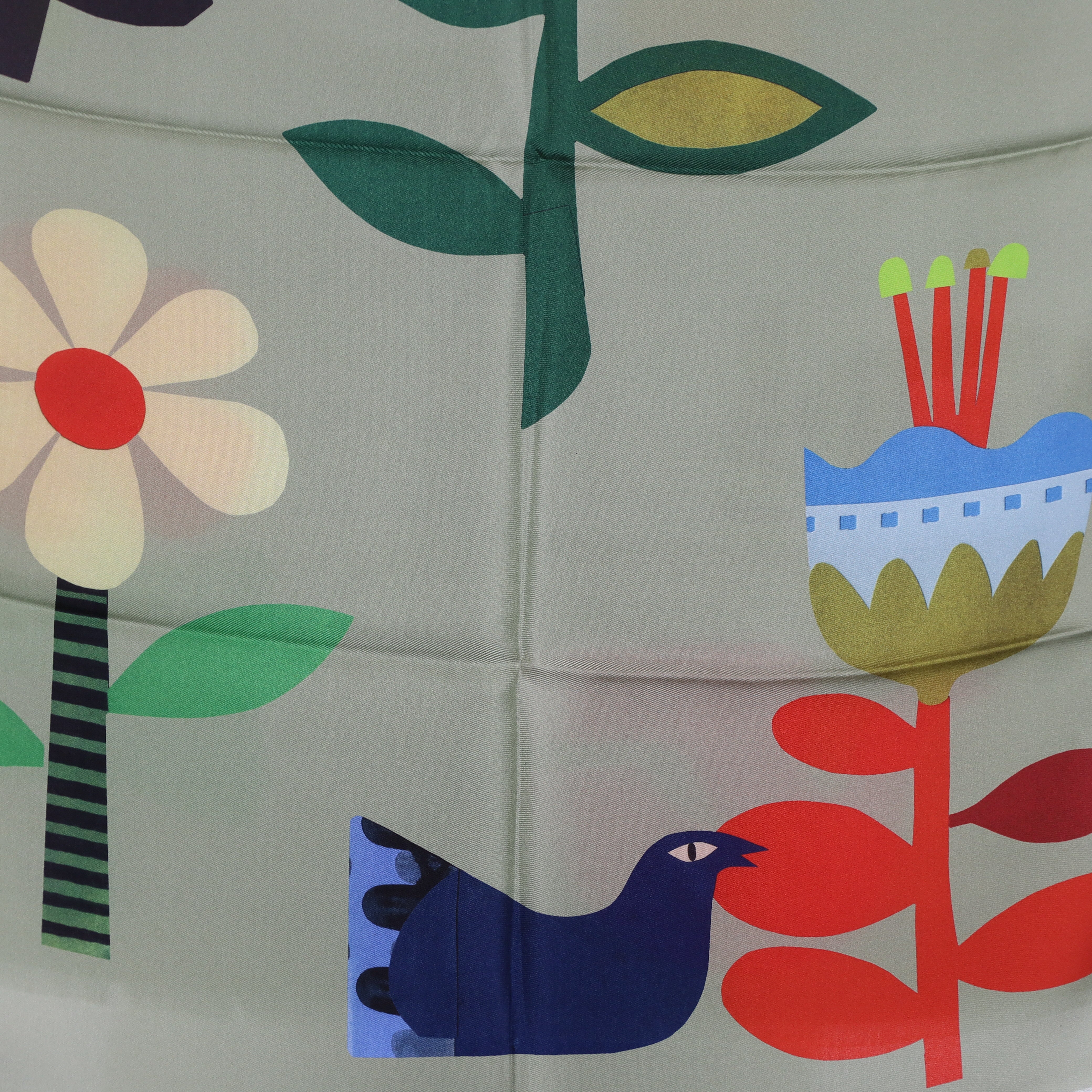 Brand New Italian Sage Green Floral Silk Wrap