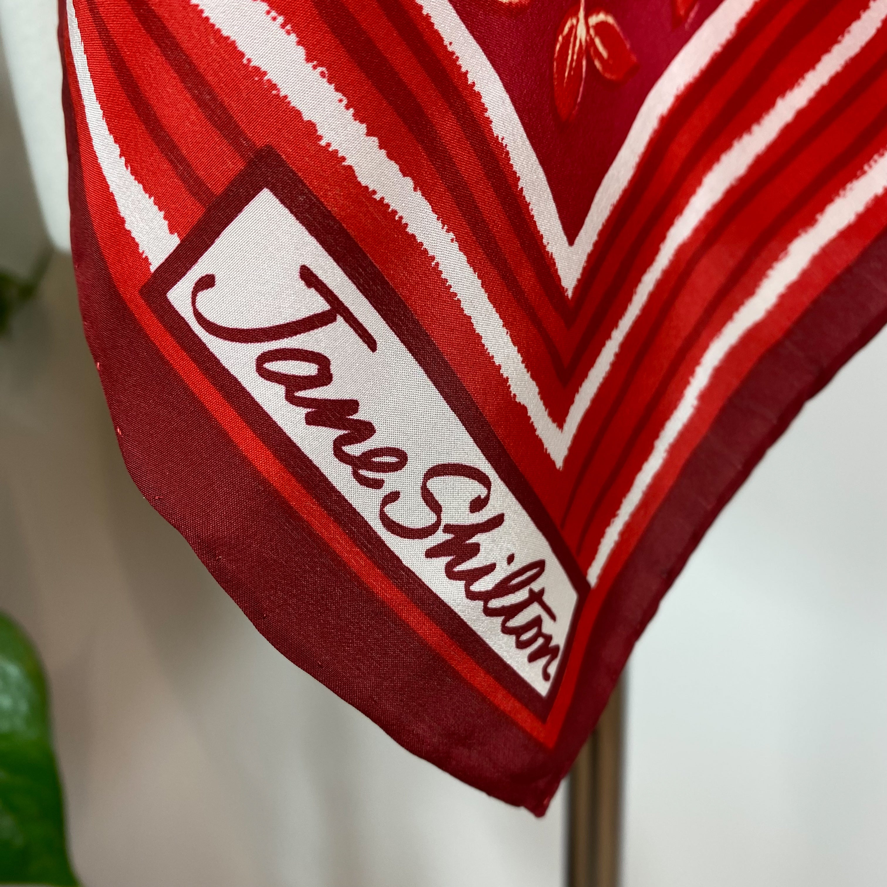 Jane Shilton Red and White Vintage Silk Scarf
