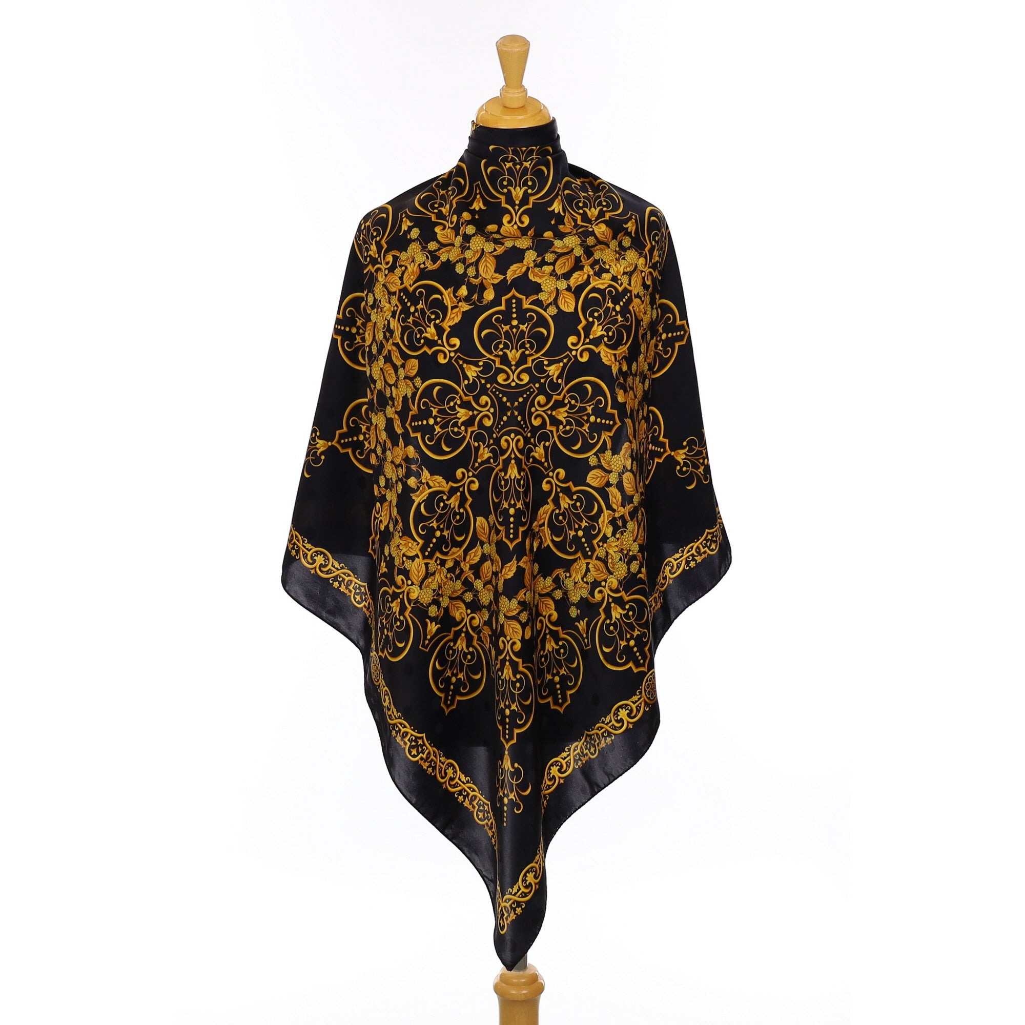 Italian Renato Balestra Black Patterned Silk Scarf