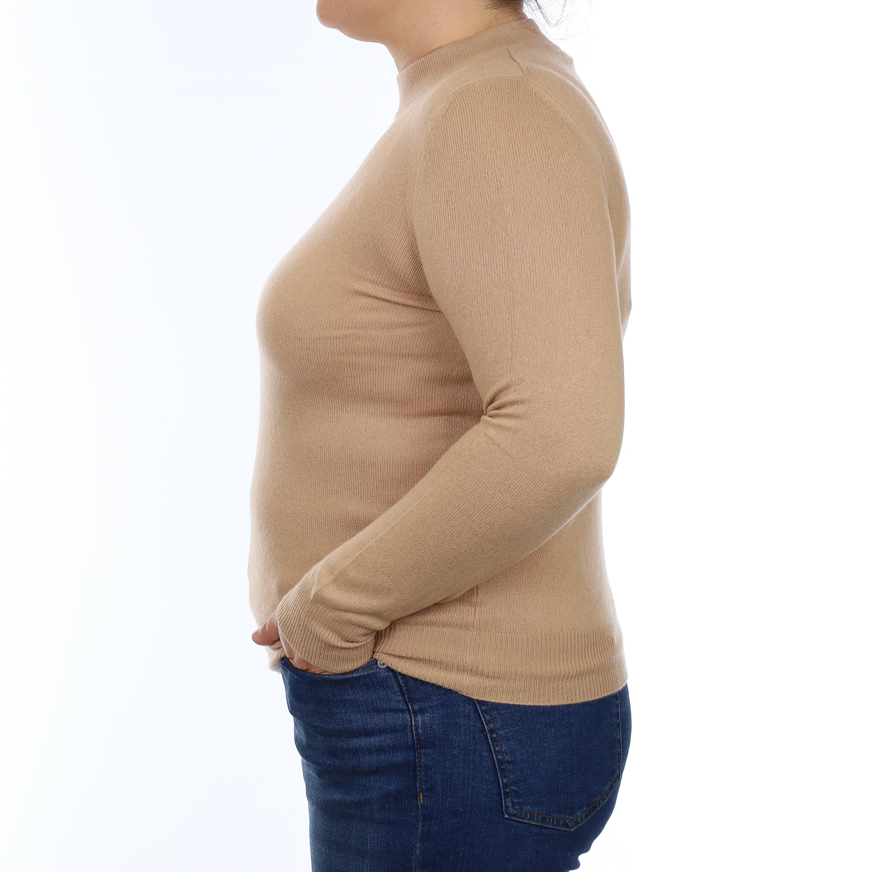 Caramel Brown Cashmere Turtle Neck Jumper Large