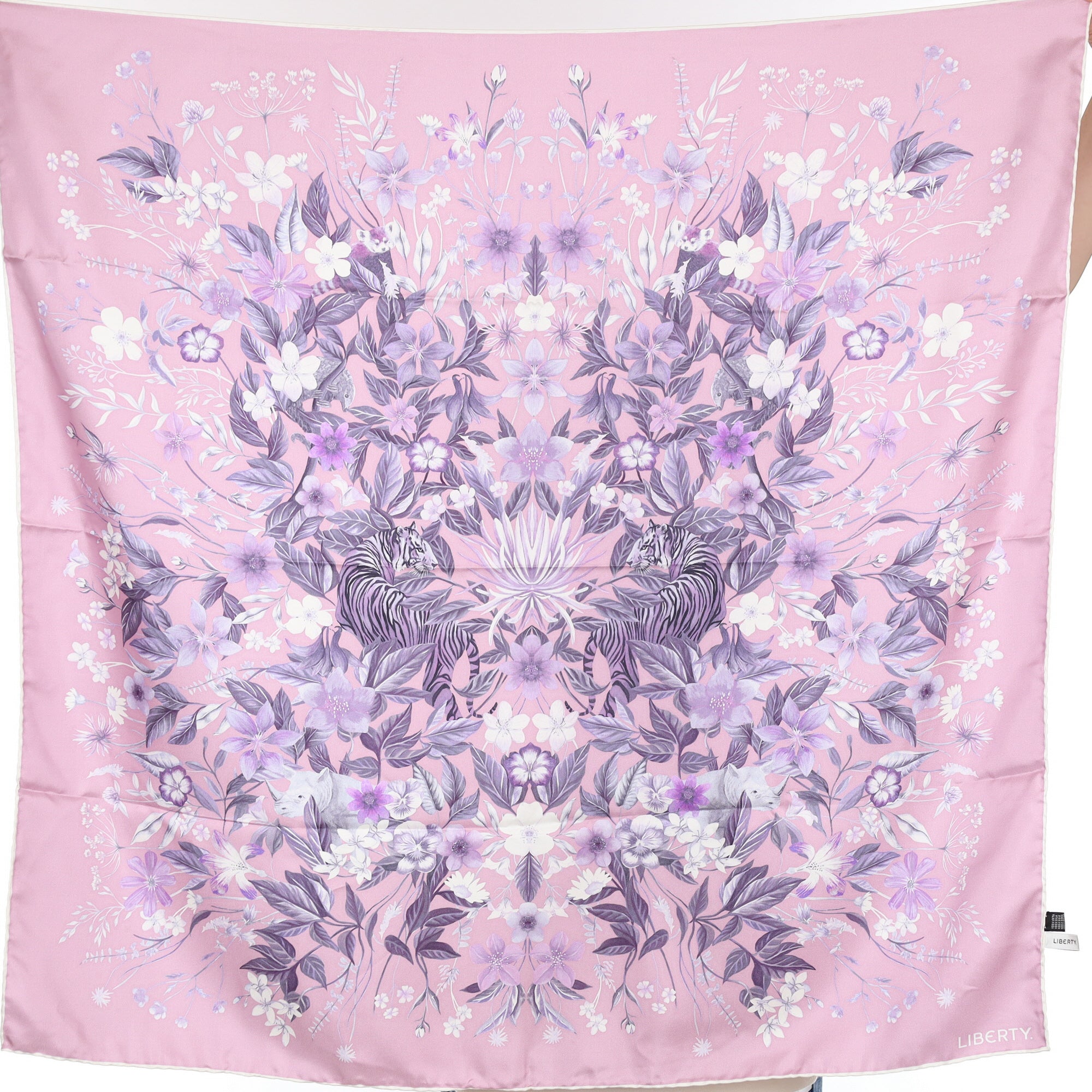 Liberty Purple Animal Floral Silk Scarf