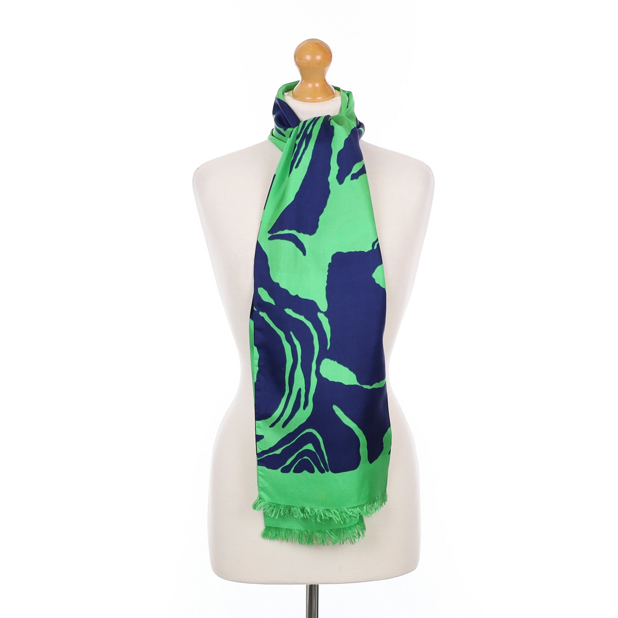 1970’s Clifford Bond Jade and Navy Vintage Silk Scarf