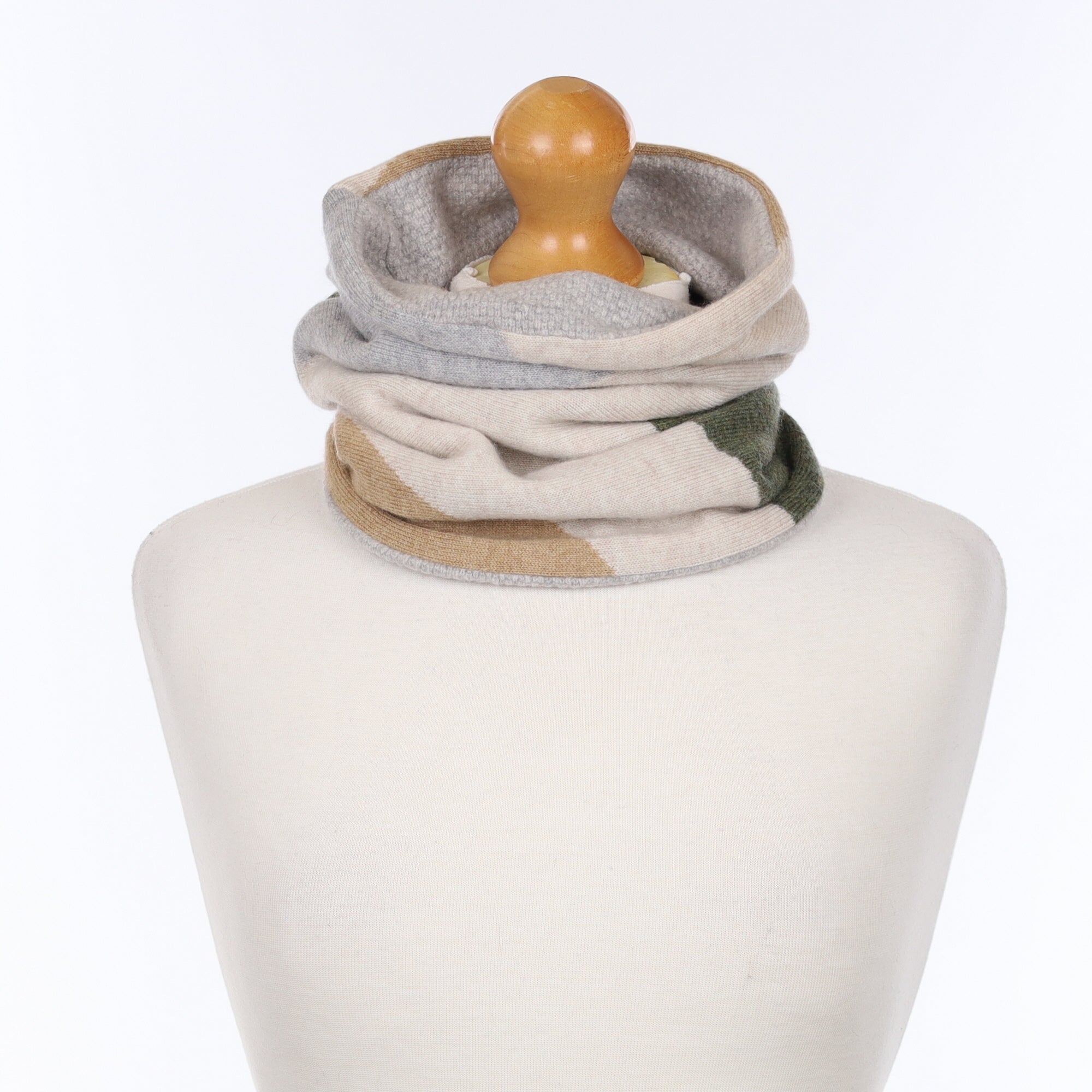 Oatmeal and Khaki Patterned Luxury Double Layered Snood