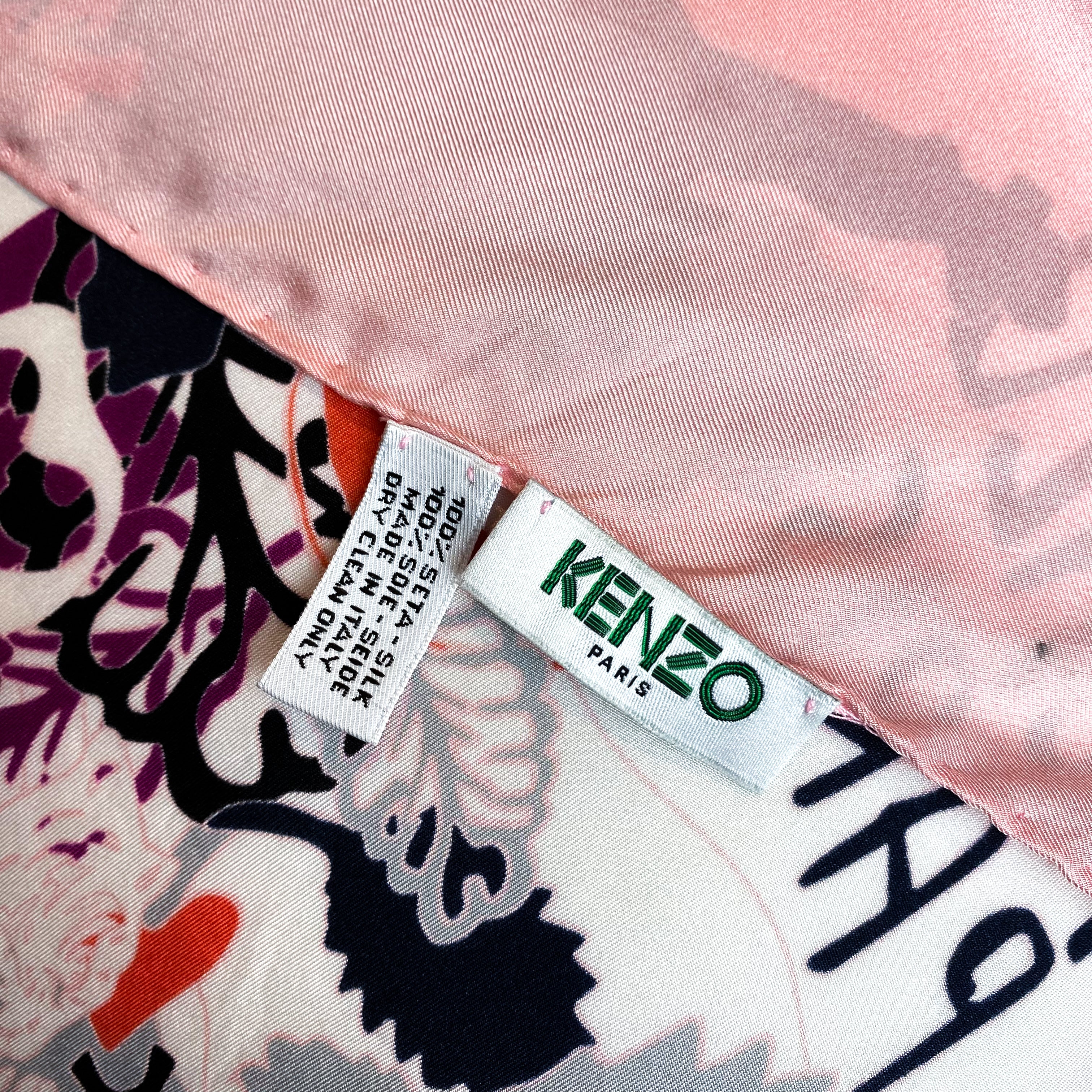 Large Kenzo Designer Silk Scarf