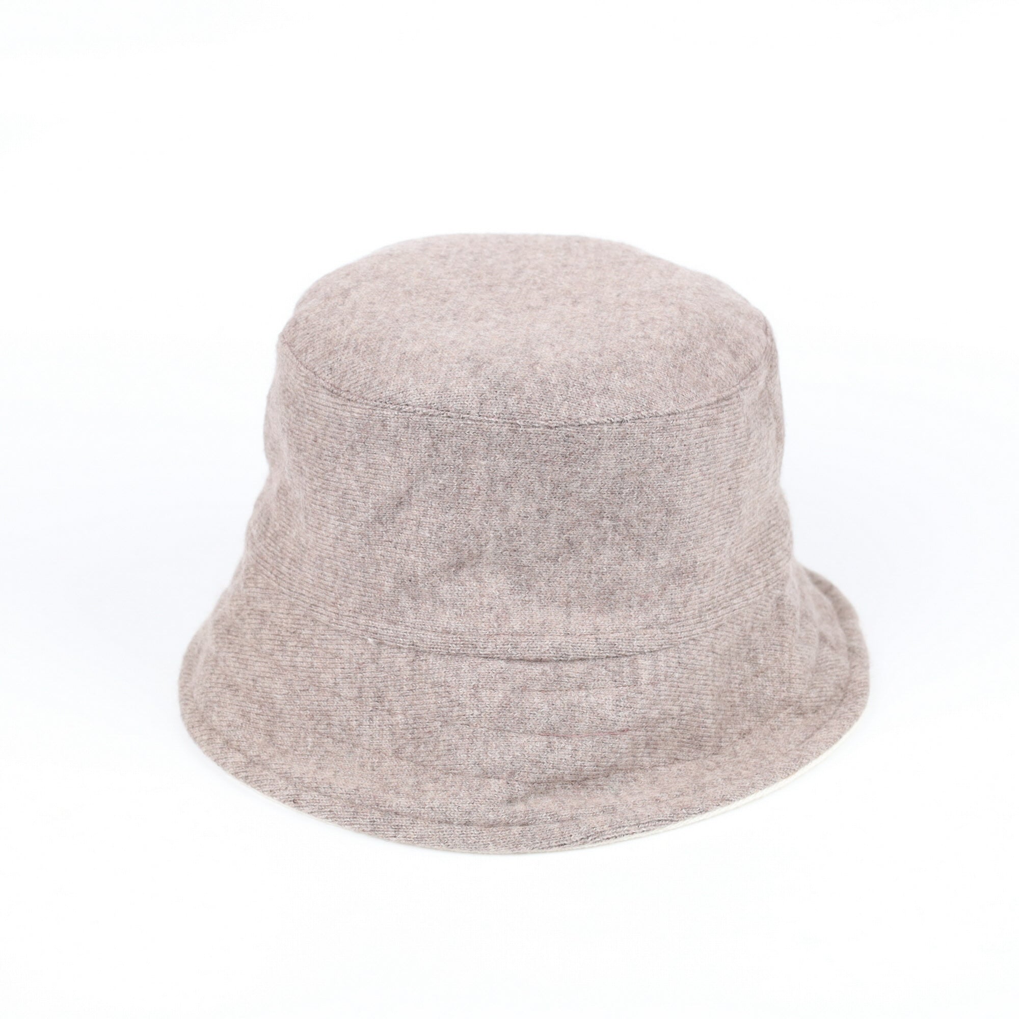 Mink Brown and Cream Reversible Cashmere Bucket Hat Medium