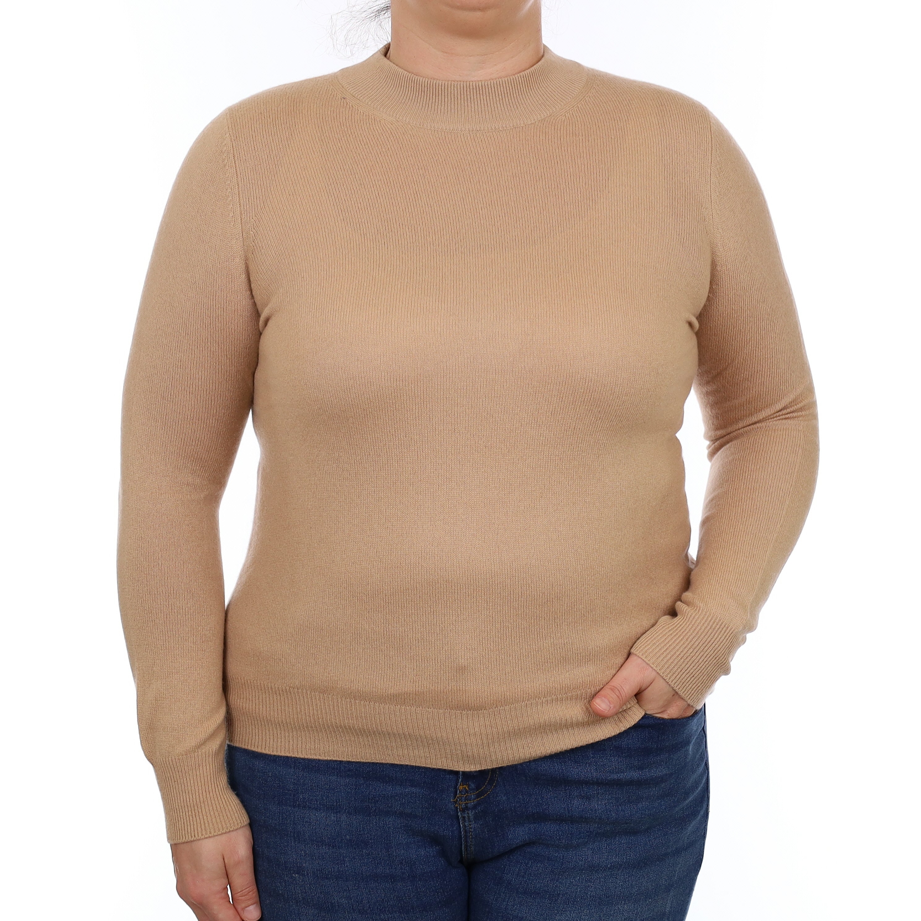 Caramel Brown Cashmere Turtle Neck Jumper Large