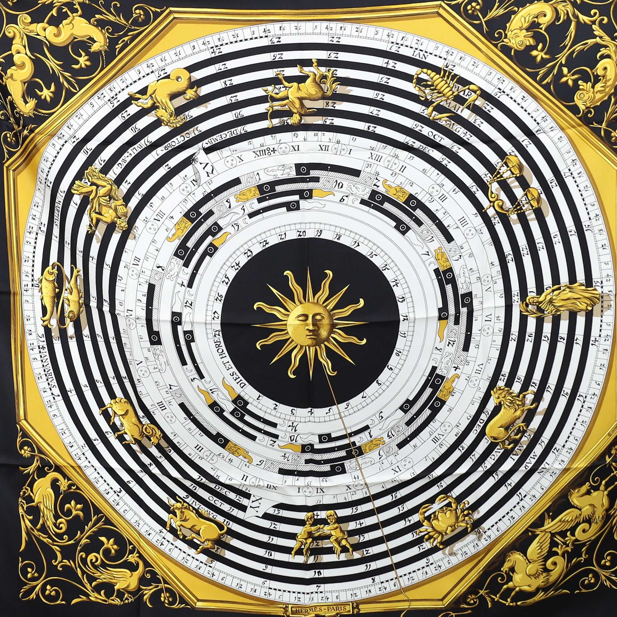 Brand New Boxed Hermès Dies et Hore Astrologie Silk Scarf