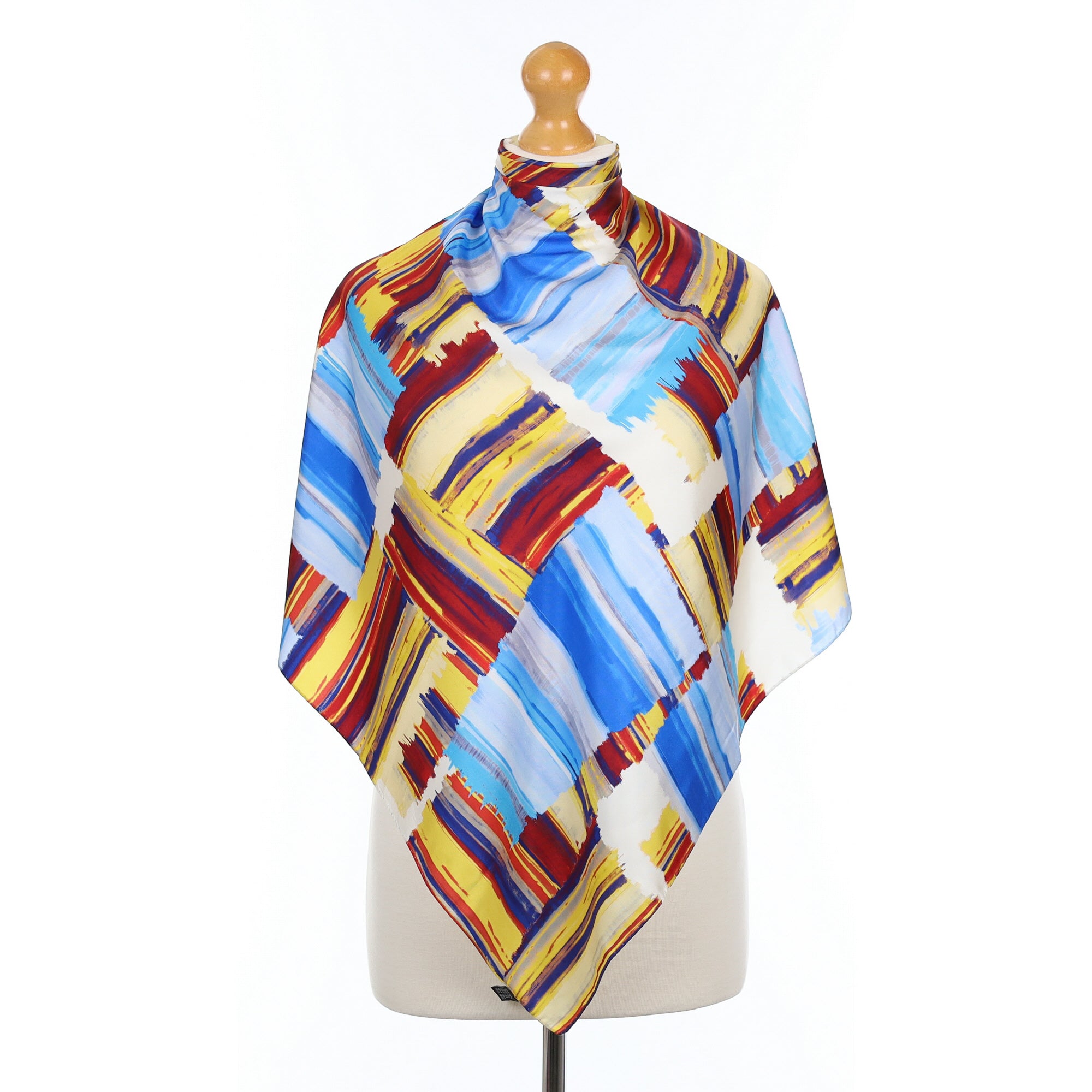 Colourful Abstract Check Silk Scarf