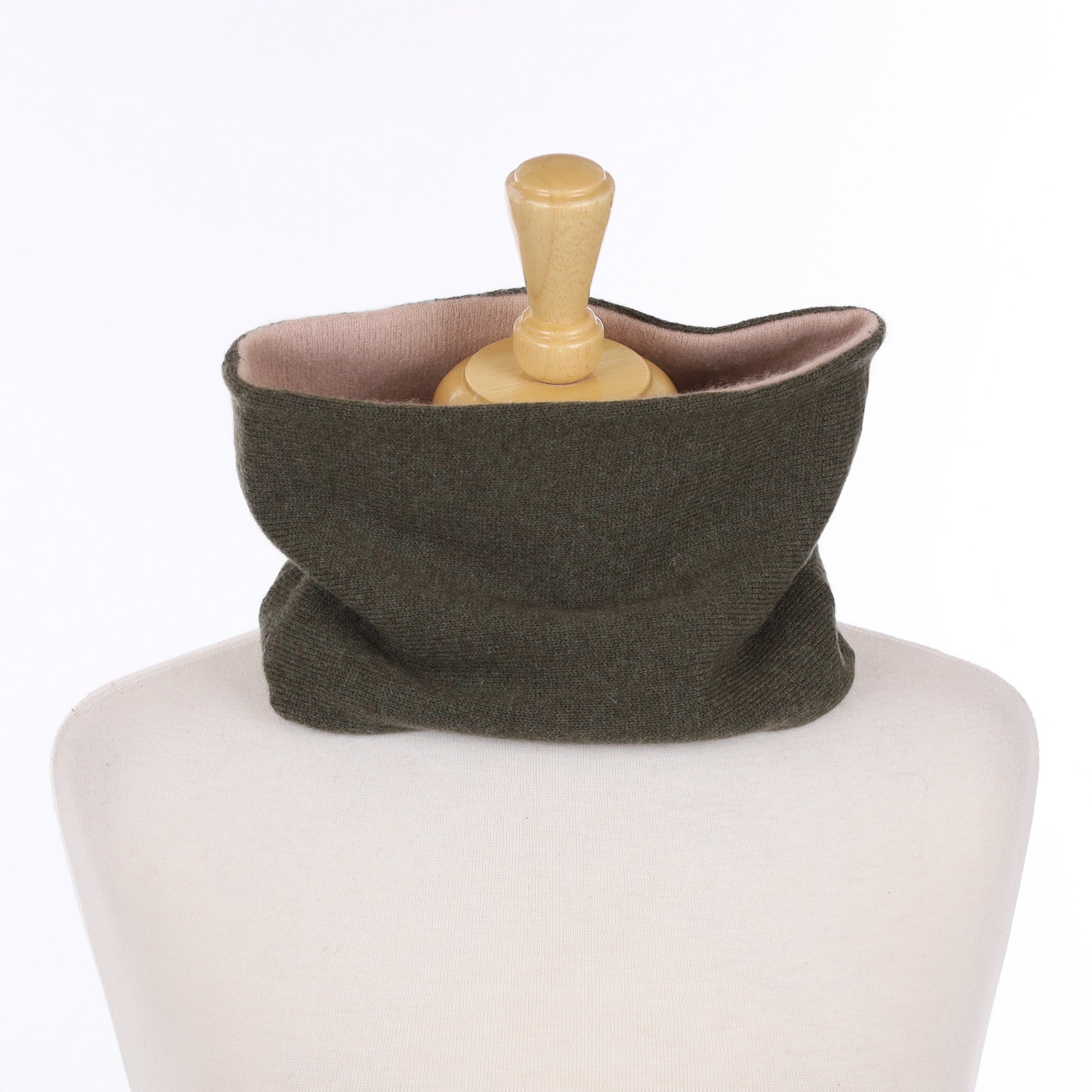 Khaki Green and Shell Pink Neck Warmer