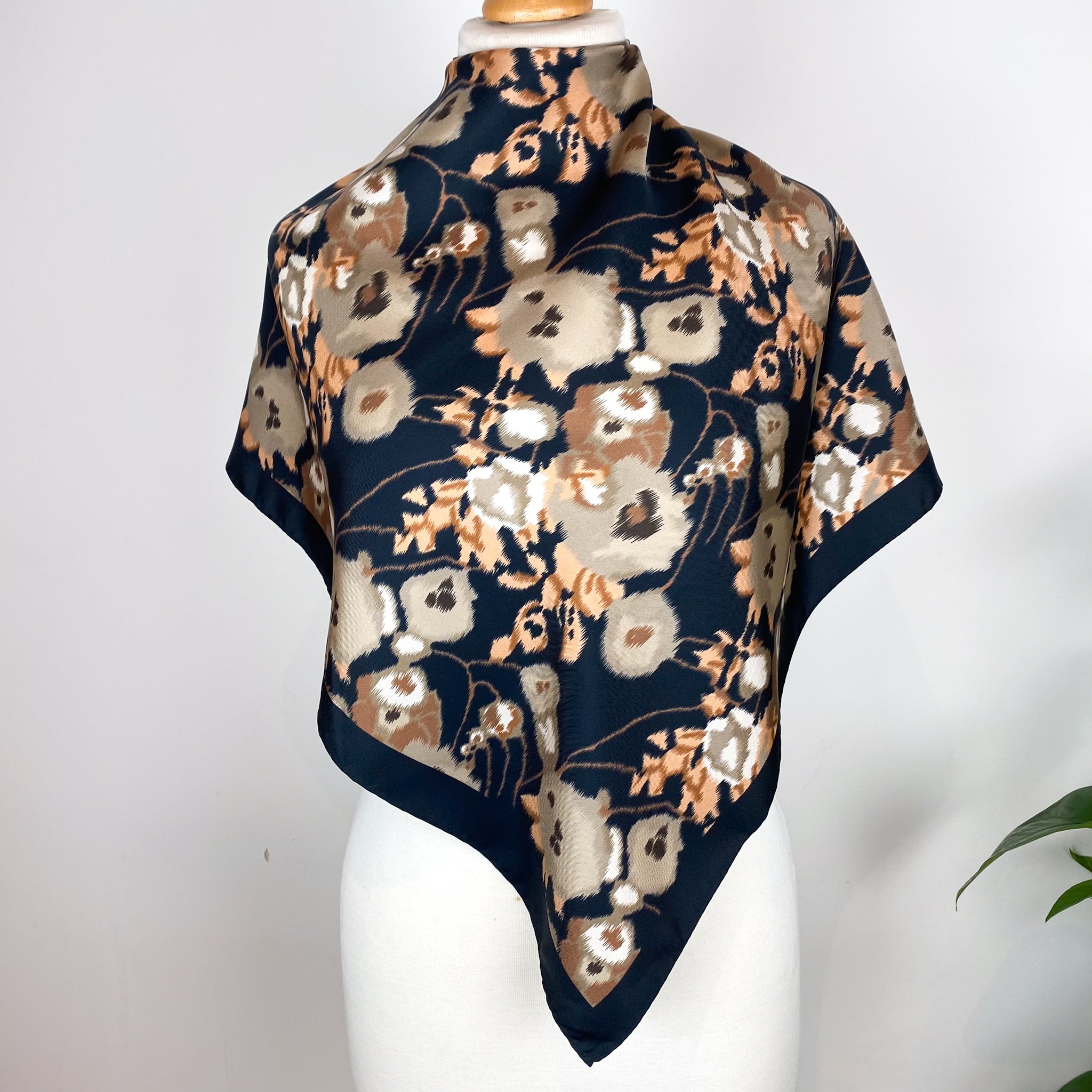 Italian Abstract Floral Silk Twill Scarf