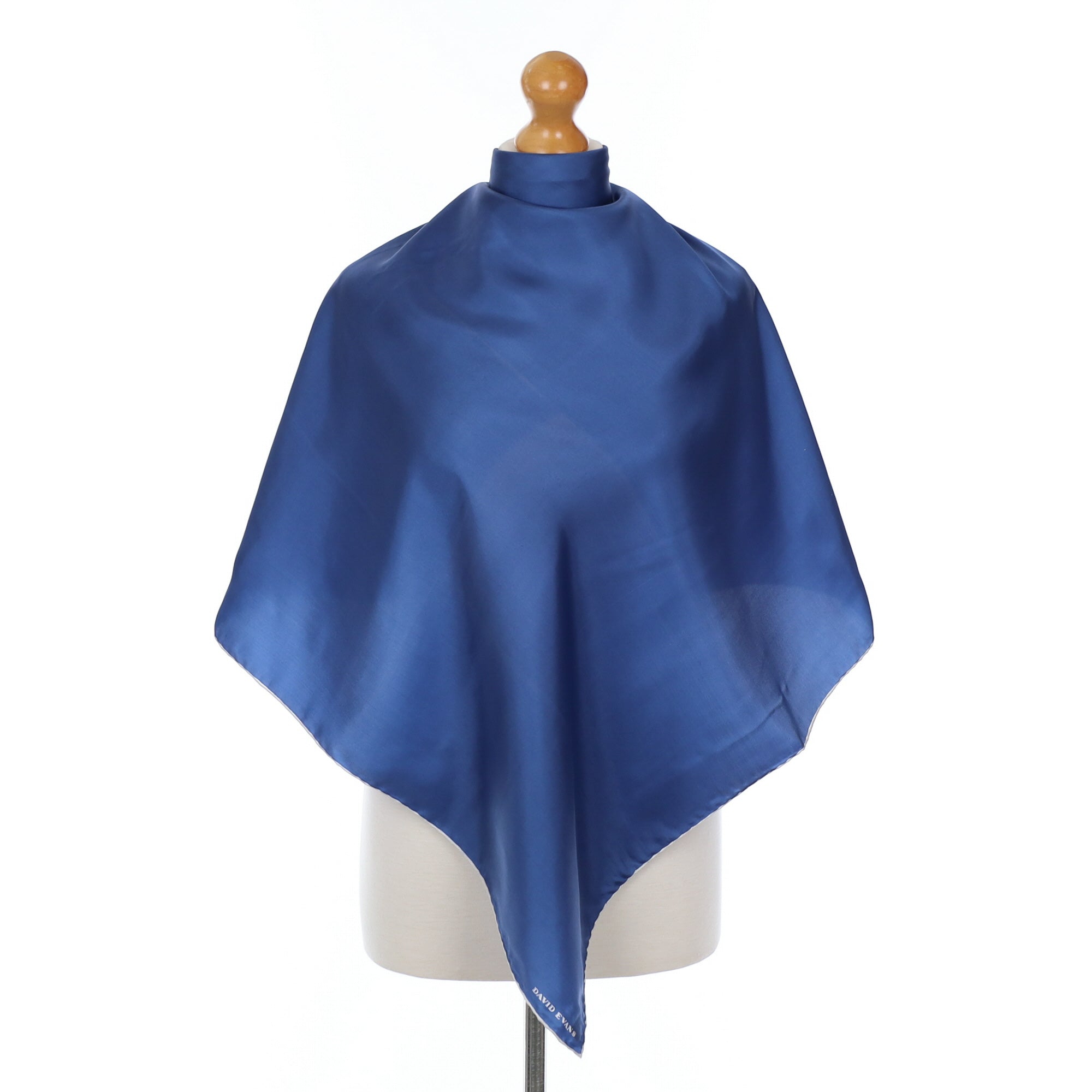 David Evans Vintage Blue and Cream Silk Scarf